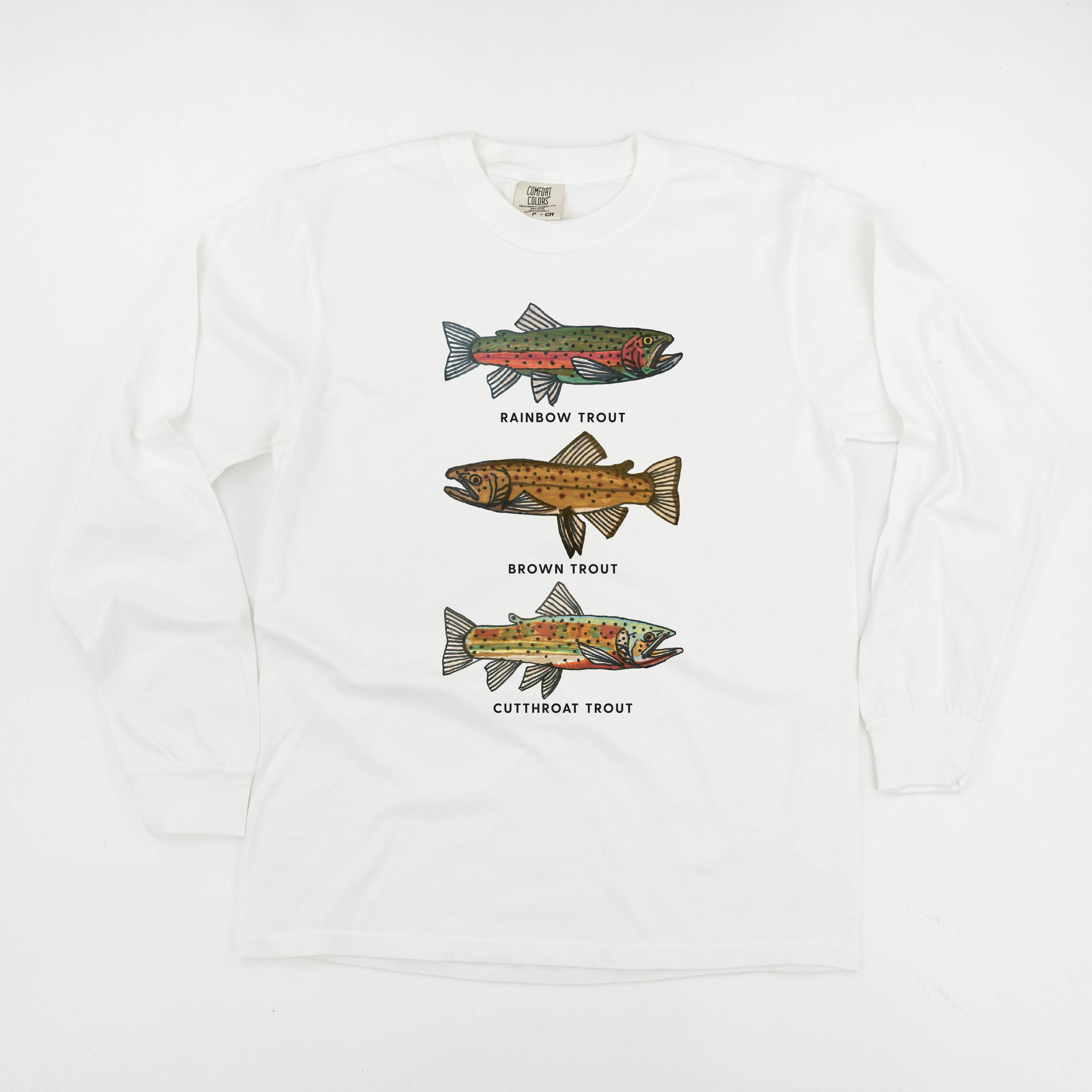 Trout Chart - Hand Drawn - LONG SLEEVE Comfort Colors Tee