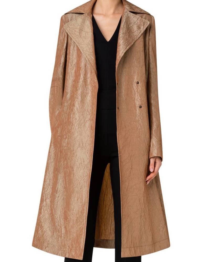 Akris Punto Beige Water Repellent Crushed Taffeta Coat