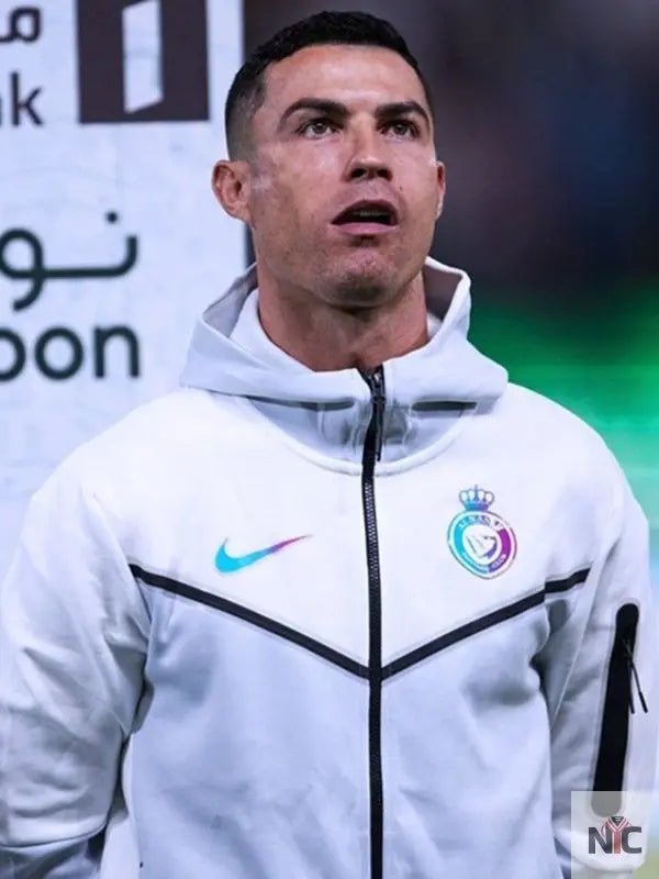 Al Nassr Tech Cristiano Ronaldo White Hooded Jacket