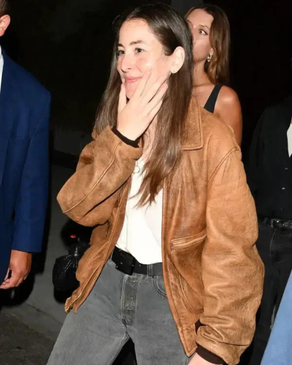 Alana Haim LA 2025 Brown Leather Jacket