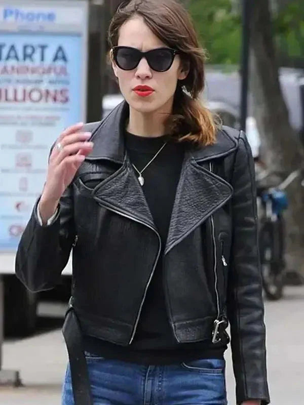 Alexa Chung Black Leather Jacket