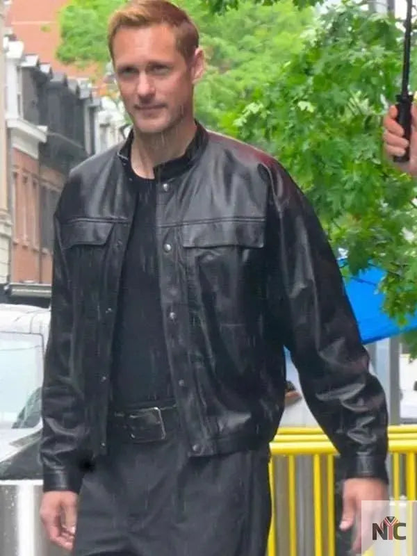 Alexander Skarsgård Murderbot Black Leather Jacket