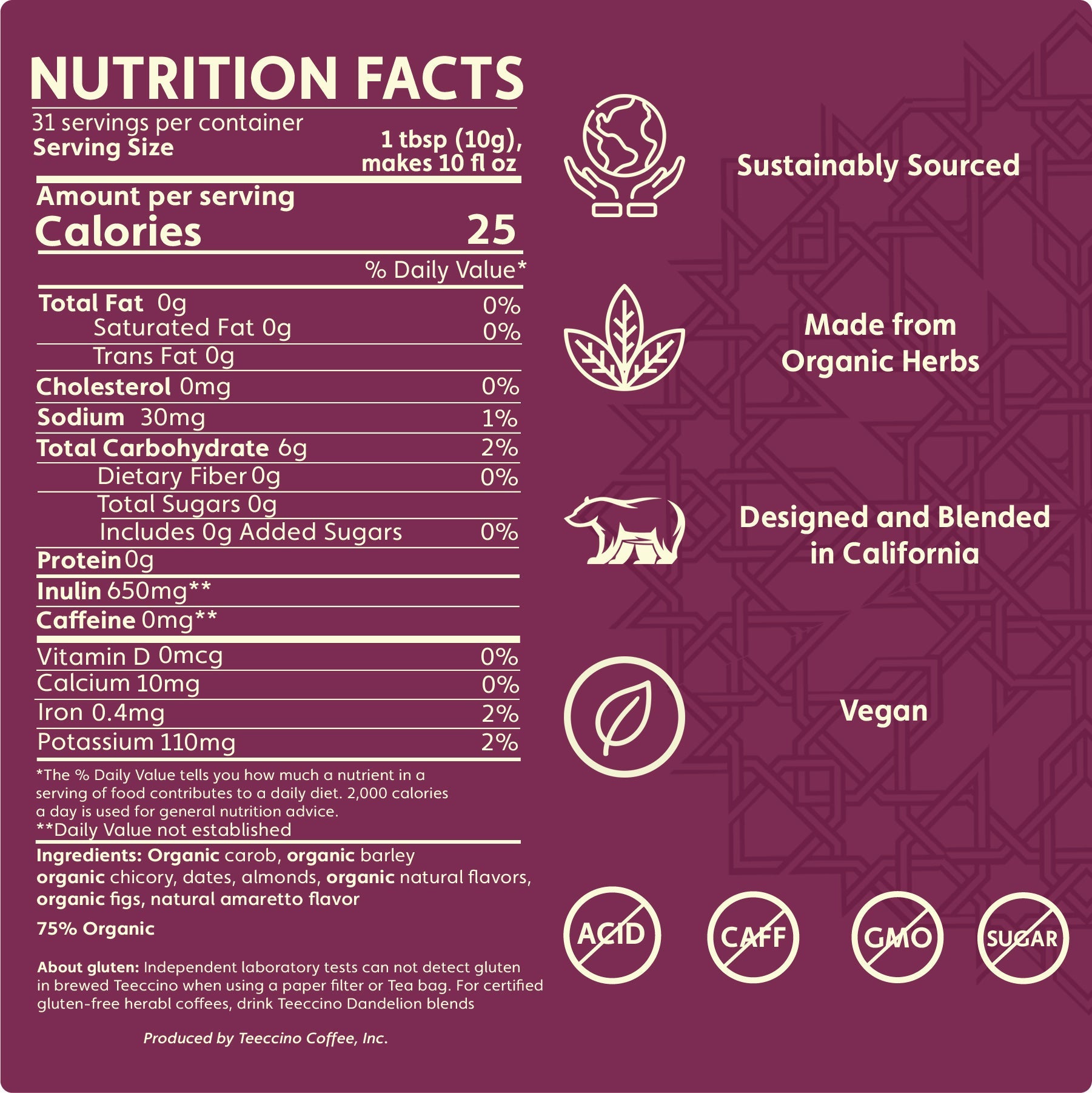 Almond Amaretto Chicory Herbal Coffee