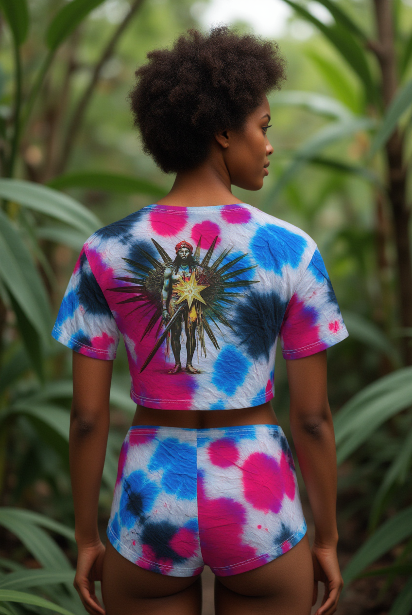 Amaru  Khan Tye-Dye Crop Tee