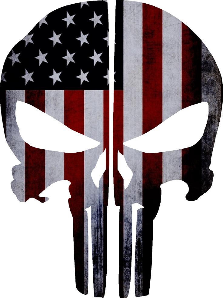 AMERICAN FLAG PUNISHER SKULL REAR HELMET REFLECTIVE HELMET DECAL