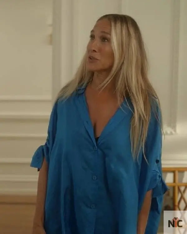 And Just Like That Sarah Jessica Parker Blue Shirt Dresses