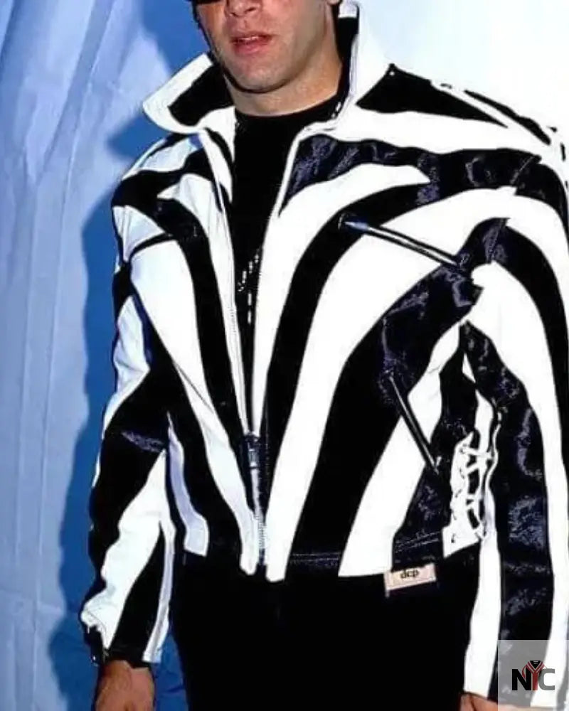 Andrew Dice Clay White And Black Leather Jacket