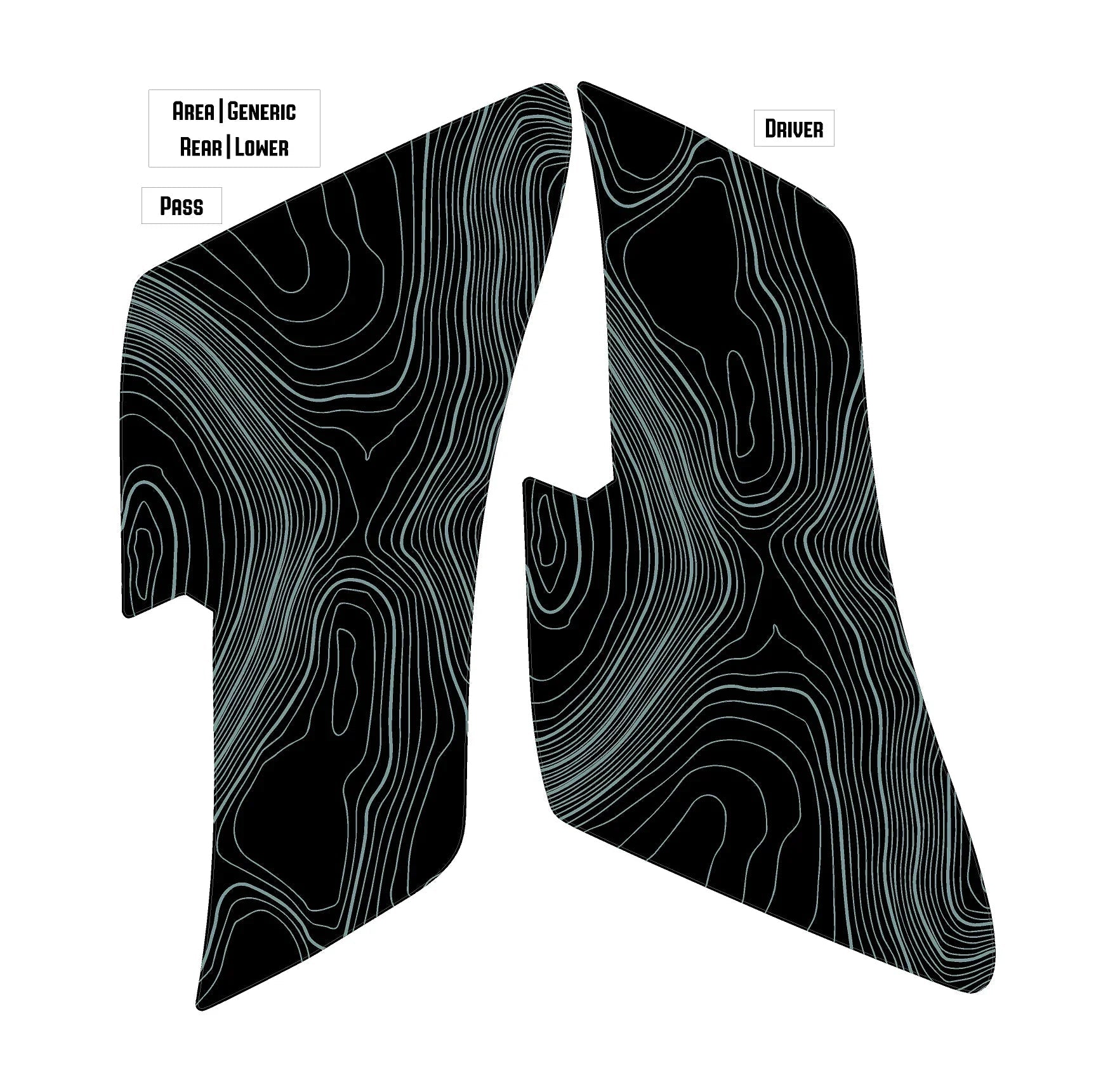 Topo Rear Interior Lower Door Card Insert Overlays (Printed Series) - 2021+ Bronco 4 Door