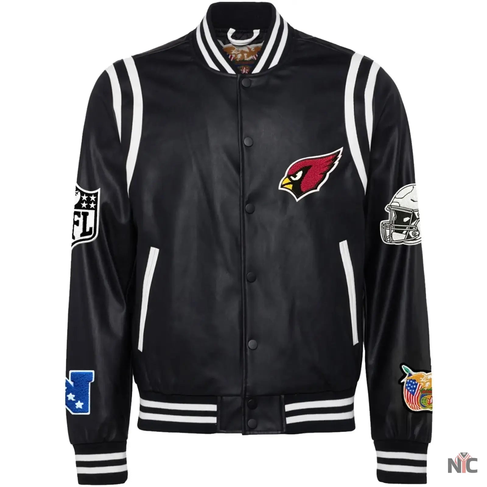 Arizona Cardinals Black Leather Varsity Jacket