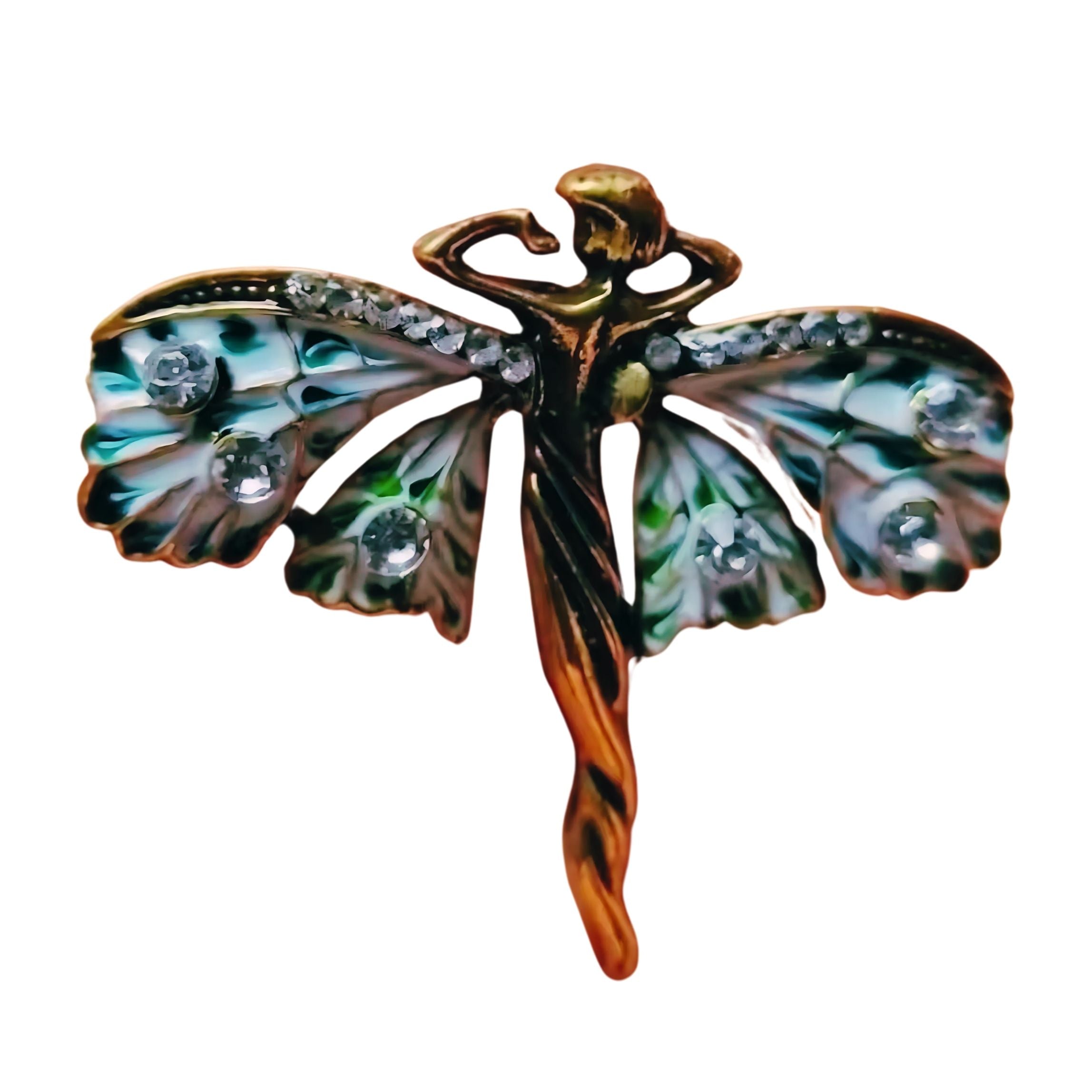 Art Nouveau Fairy Brooch | Vintage Enchanted Fairytale Pin 1.8&quot; x 1.6&quot;