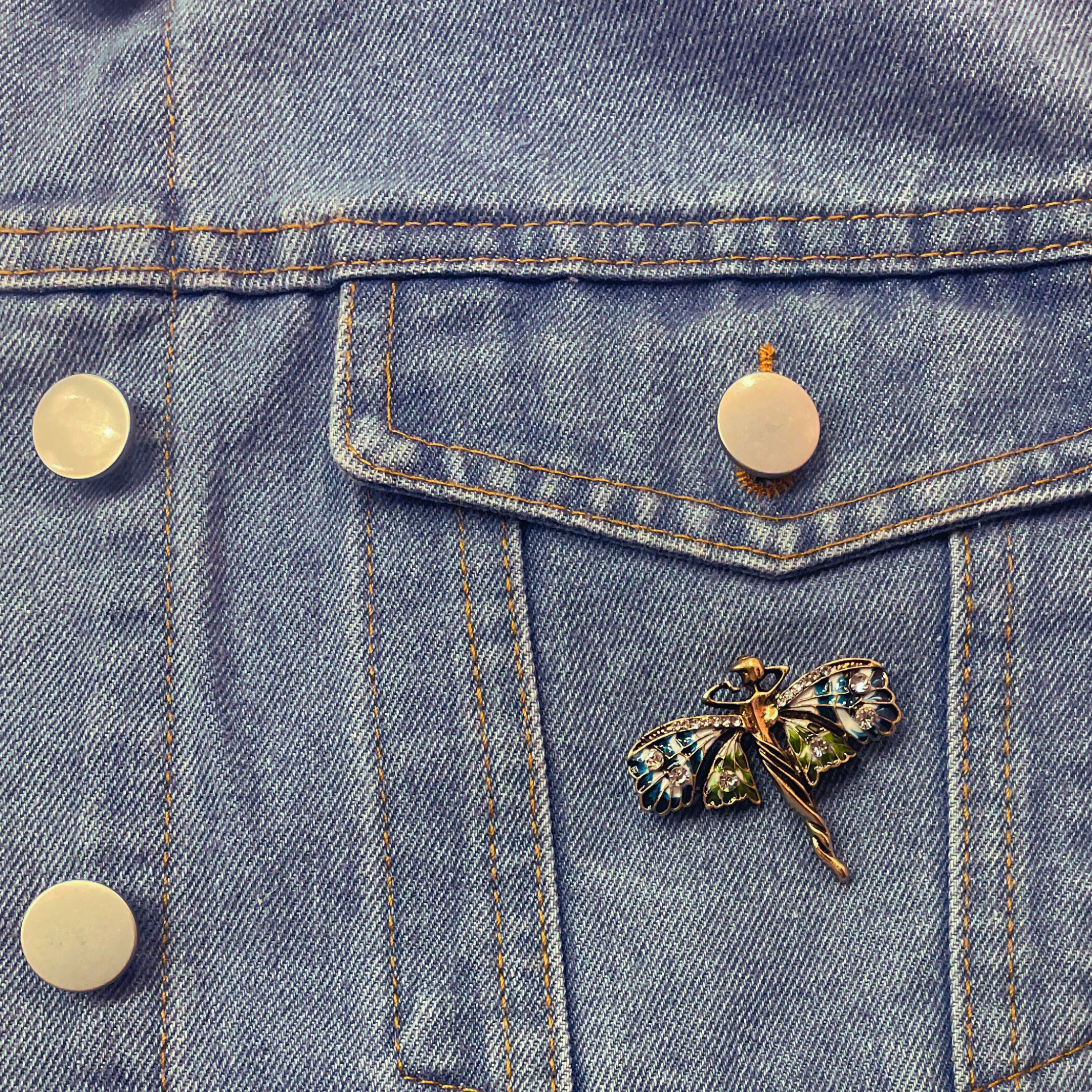 Art Nouveau Fairy Brooch | Vintage Enchanted Fairytale Pin 1.8&quot; x 1.6&quot;