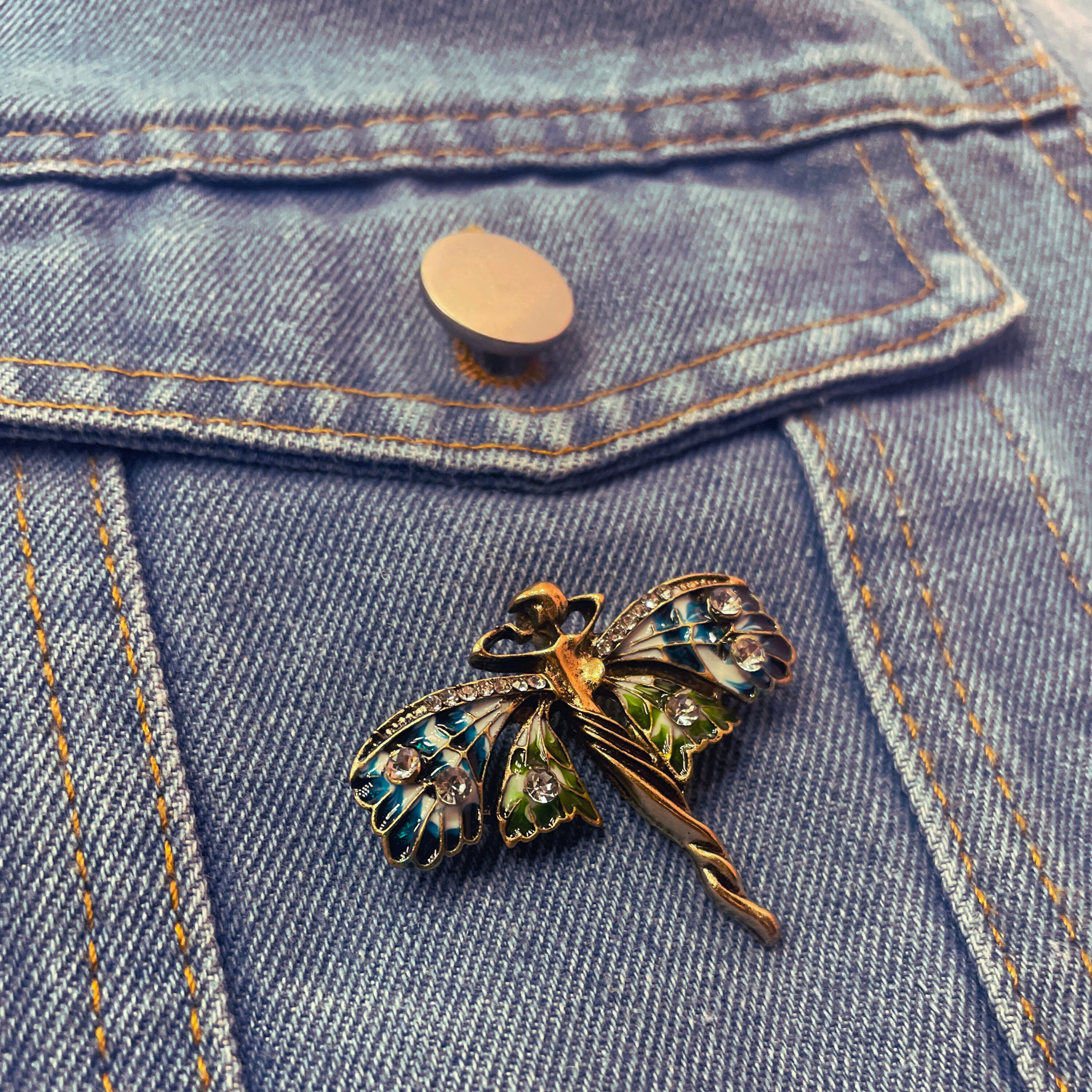 Art Nouveau Fairy Brooch | Vintage Enchanted Fairytale Pin 1.8&quot; x 1.6&quot;