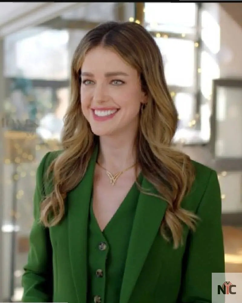 Ashley Newbrough Flipping for Christmas Green Suit