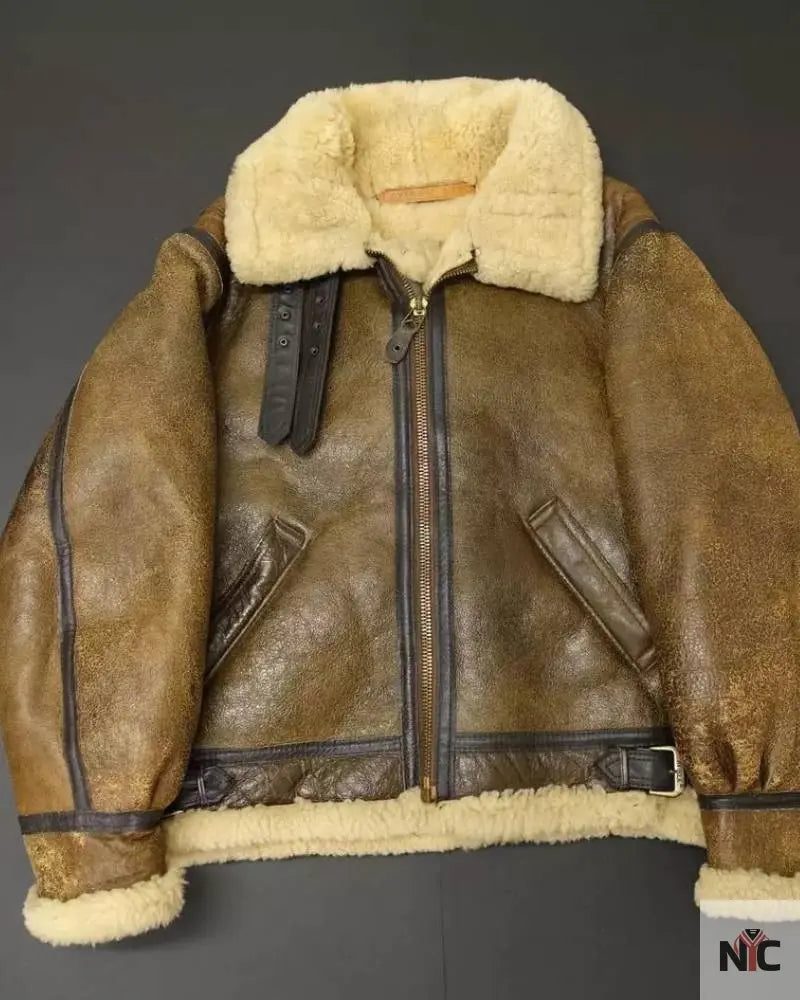 Avirex B-3 Brown Shearling Leather Flight Jacket
