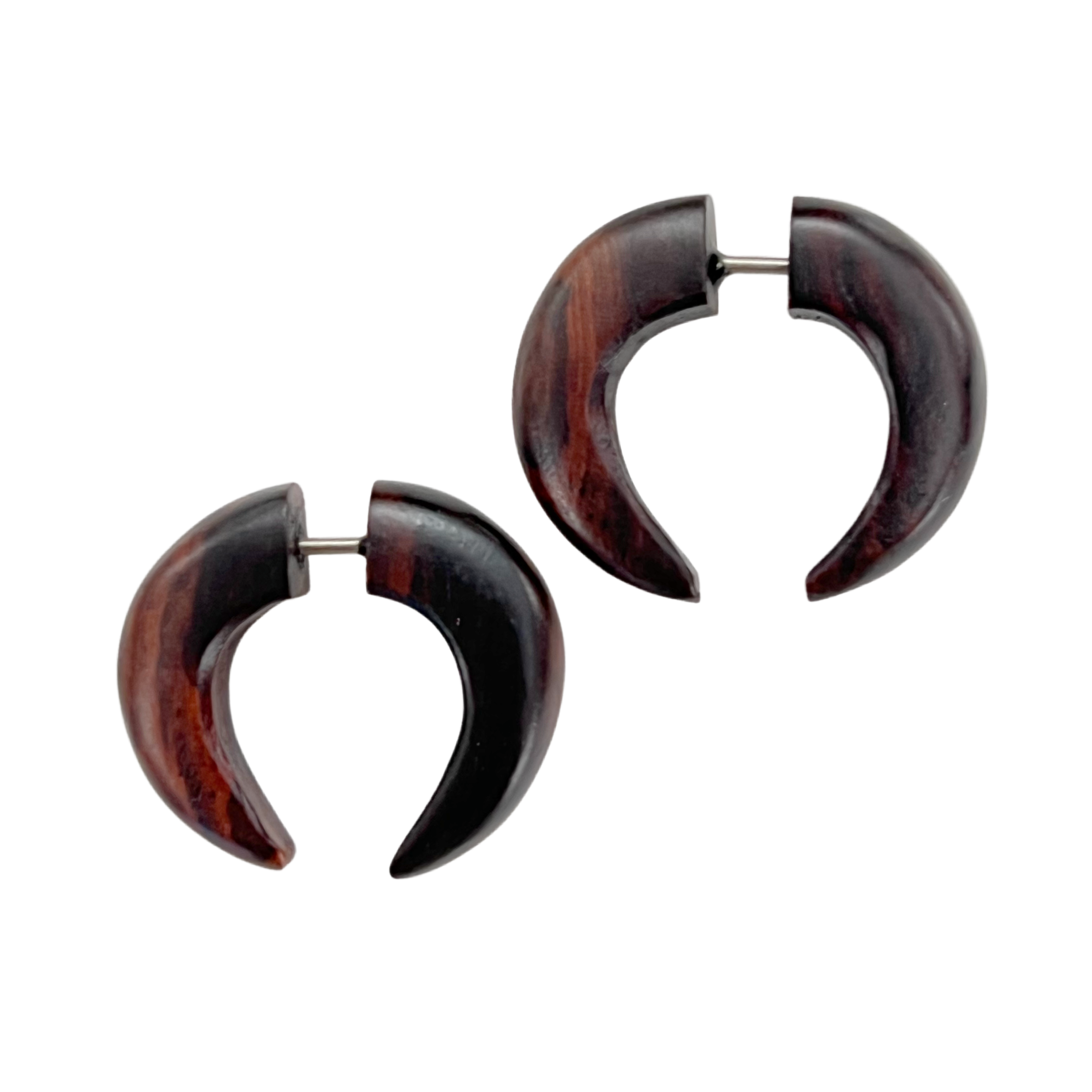 Fake plugs horn earrings