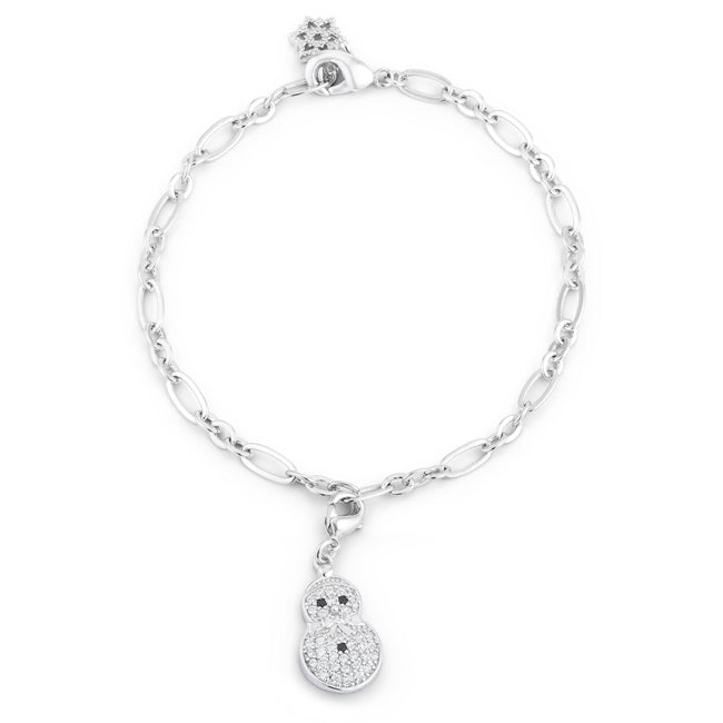 Snowman 0.2ct CZ Holiday Charm Bracelet
