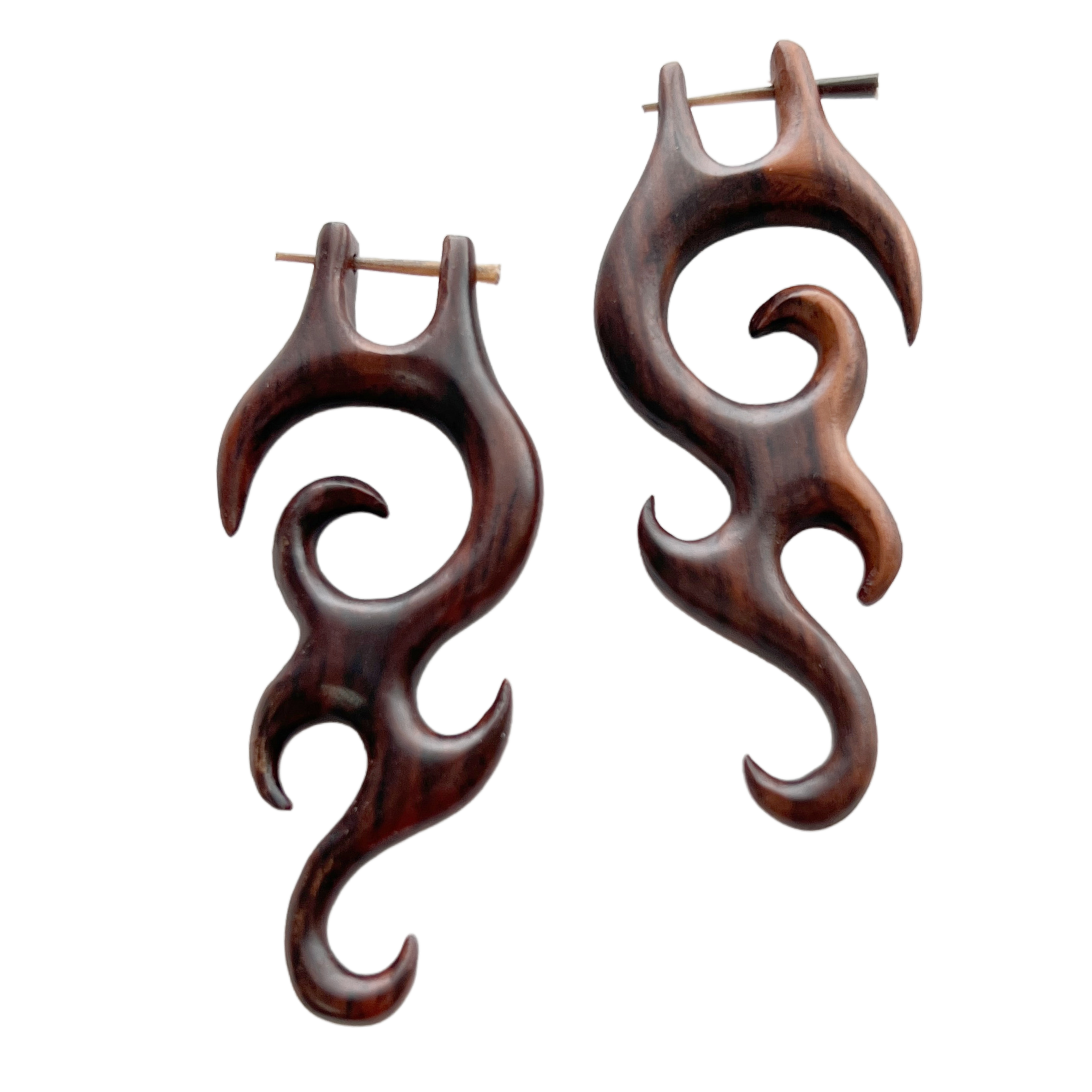 Tribal Organic Wooden Cool Stud edgy Earrings Fake Gauges bohemian