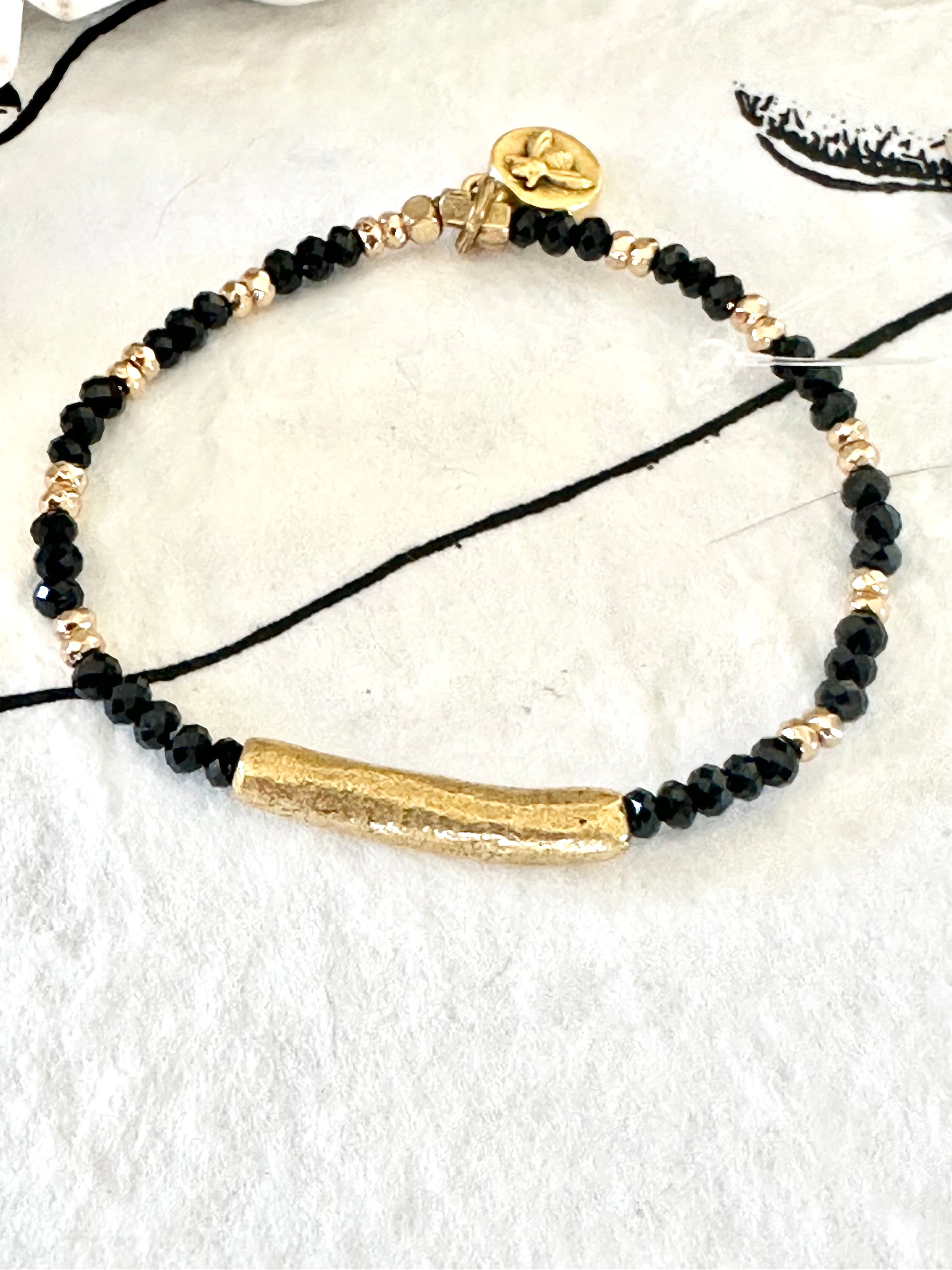 Black Spinel Tube Bracelet