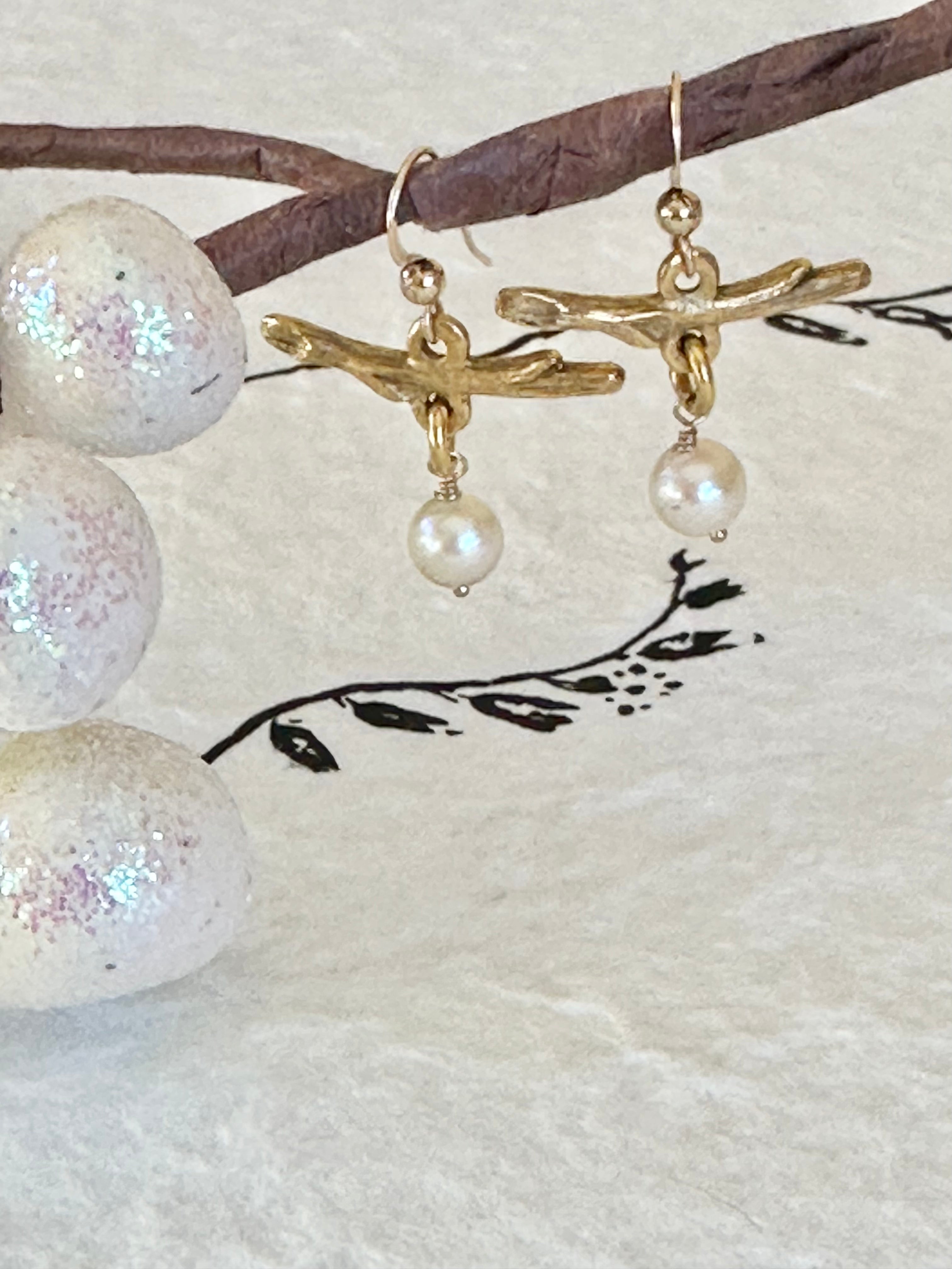 Pearl Twig Earrings