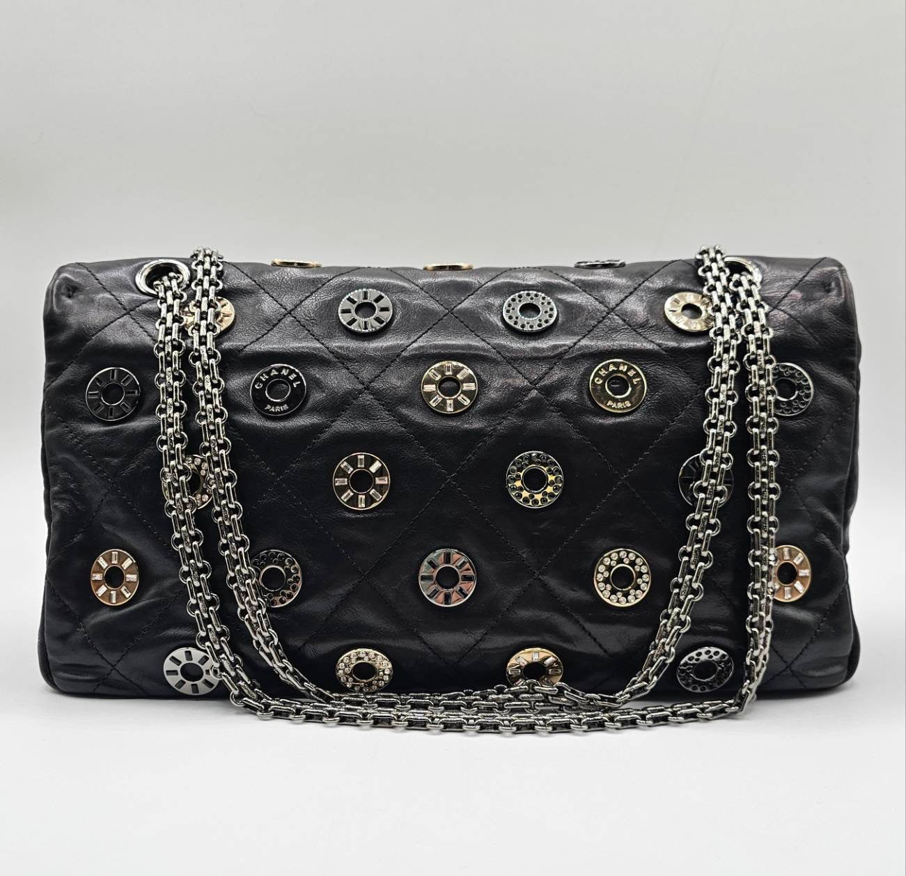 Chanel Star Attitude Flap Bag Grommet Embellished Quilted Leather Large