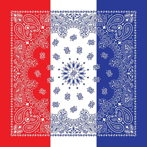 Bandanna Co Patriotic, Tri-Color Paisley, 22&amp;quot; x 22&amp;quot;