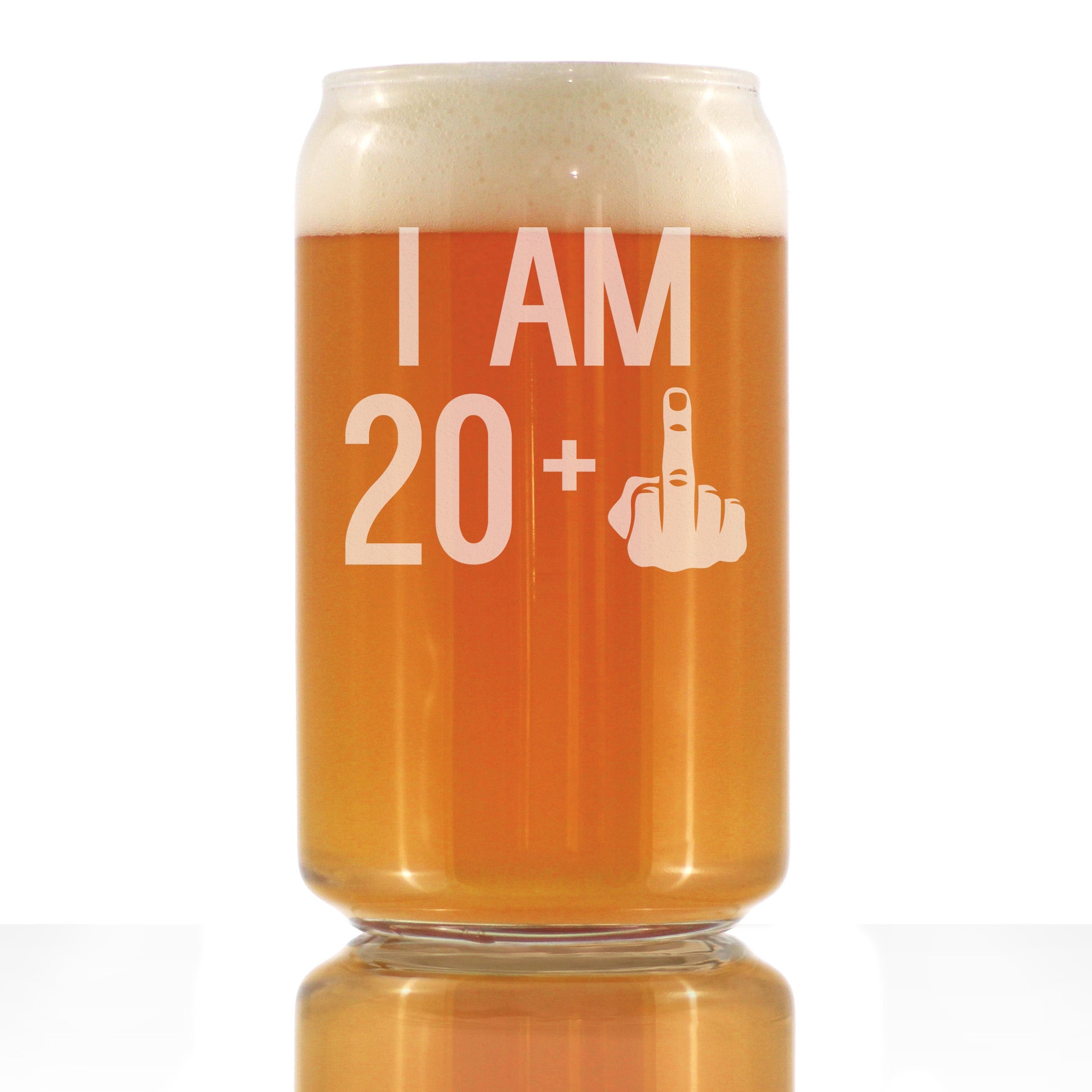 20 + 1 Middle Finger - 16 Ounce Beer Can Pint Glass