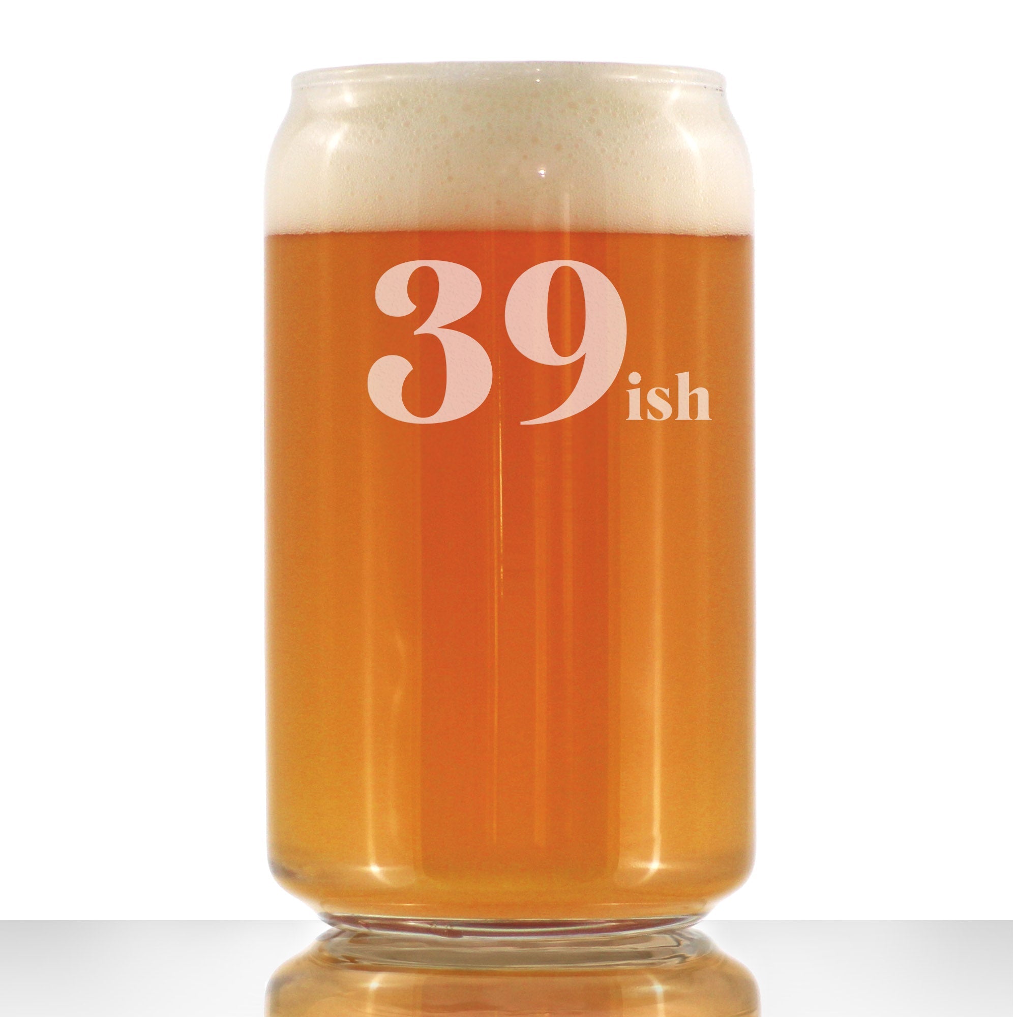 39ish - Funny 16 oz Beer Can Pint Glass - 40th Birthday Gifts for Men or Women Turning 40 - Fun Bday Decor