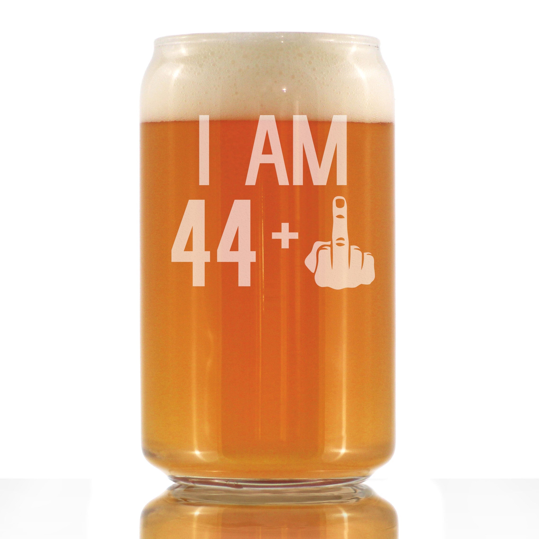 44 + 1 Middle Finger - 16 Ounce Beer Can Pint Glass