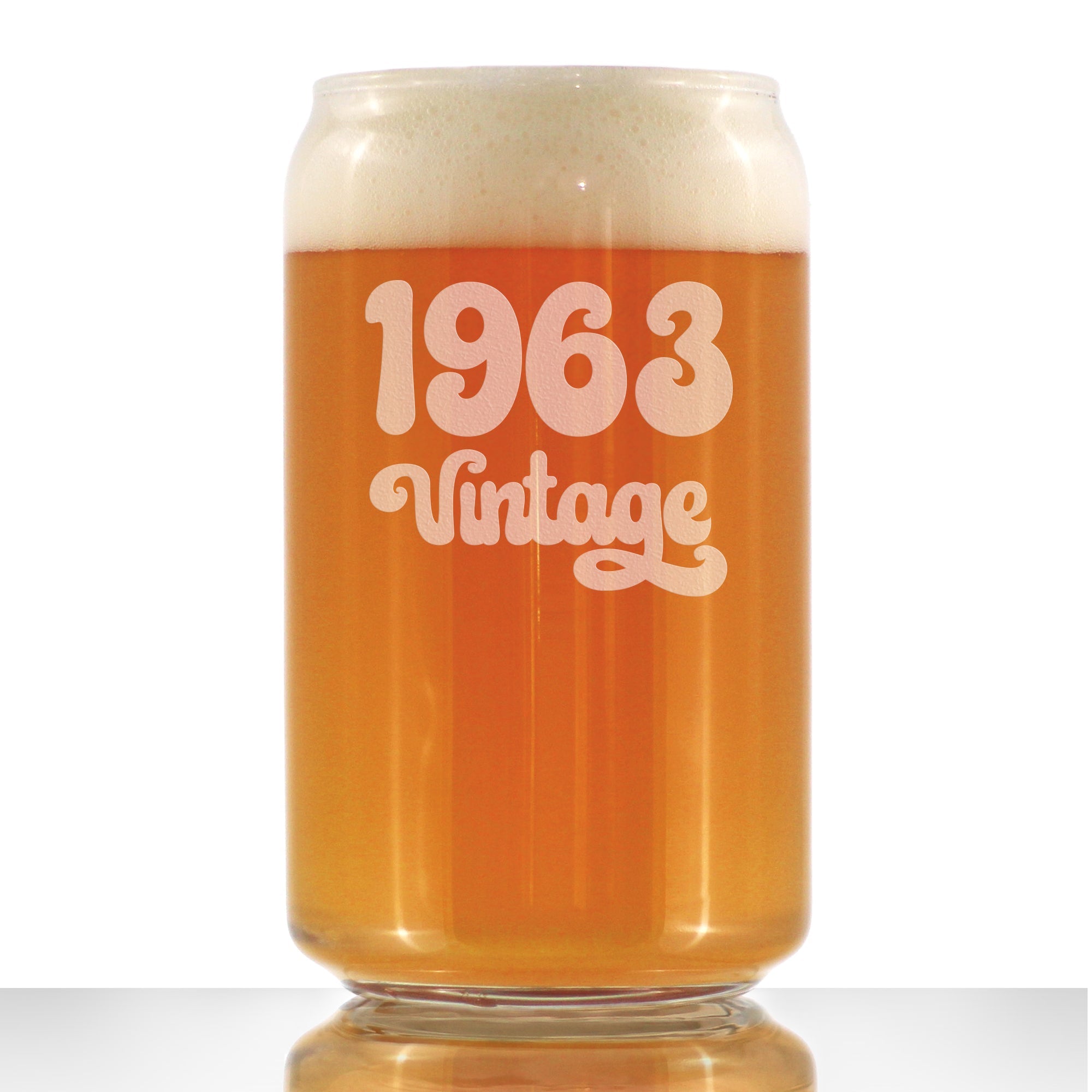 Vintage 1963 - Beer Can Pint Glass - 62nd Birthday Gifts for Men or Women Turning 62 - Fun Bday Party Decor - 16 oz