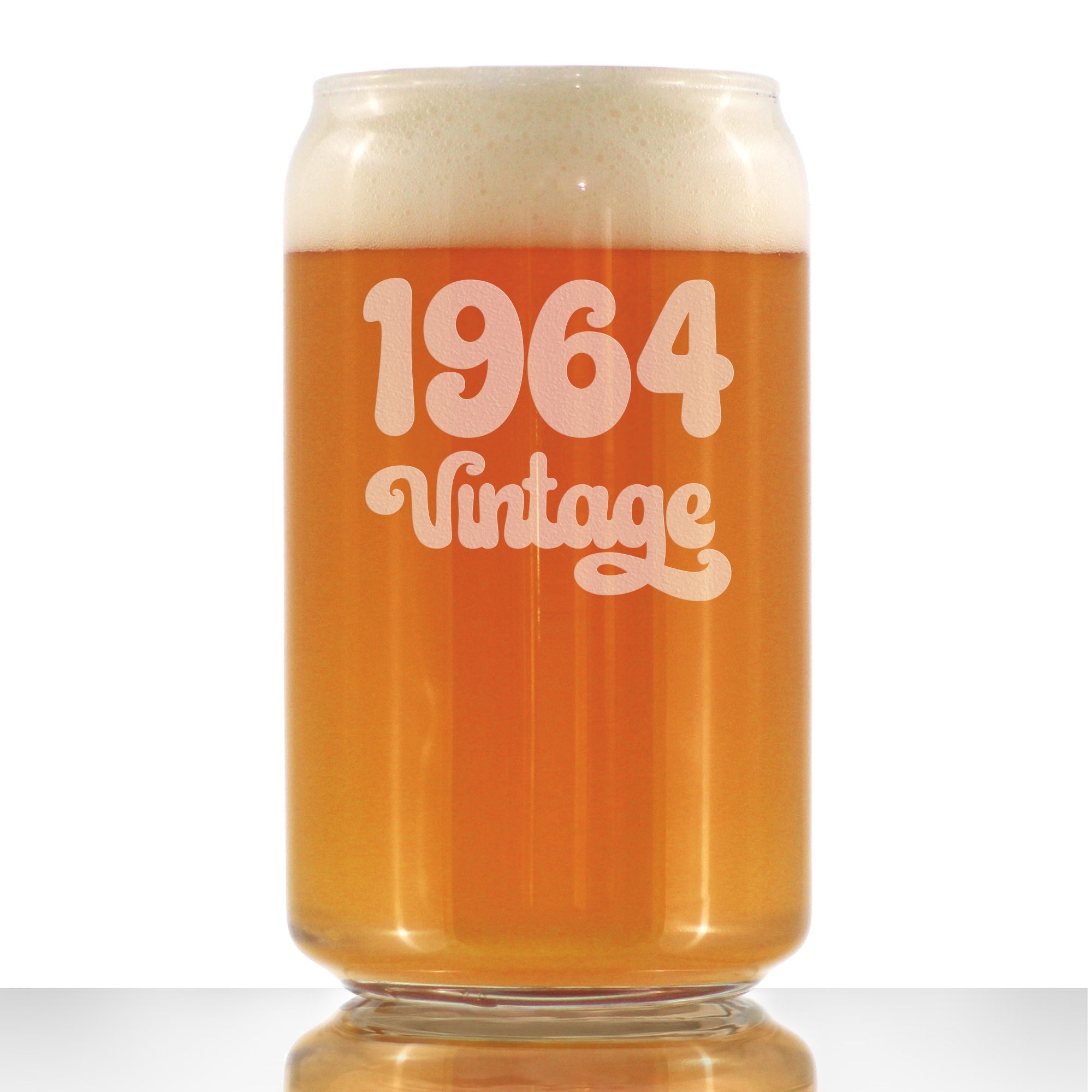 Vintage 1964 - Beer Can Pint Glass - 61st Birthday Gifts for Men or Women Turning 61 - Fun Bday Party Decor - 16 oz