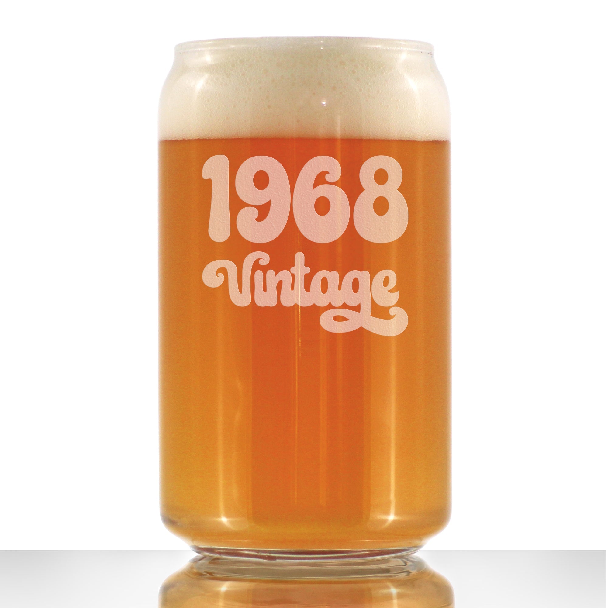 Vintage 1968 - Beer Can Pint Glass - 57th Birthday Gifts for Men or Women Turning 57 - Fun Bday Party Decor - 16 oz