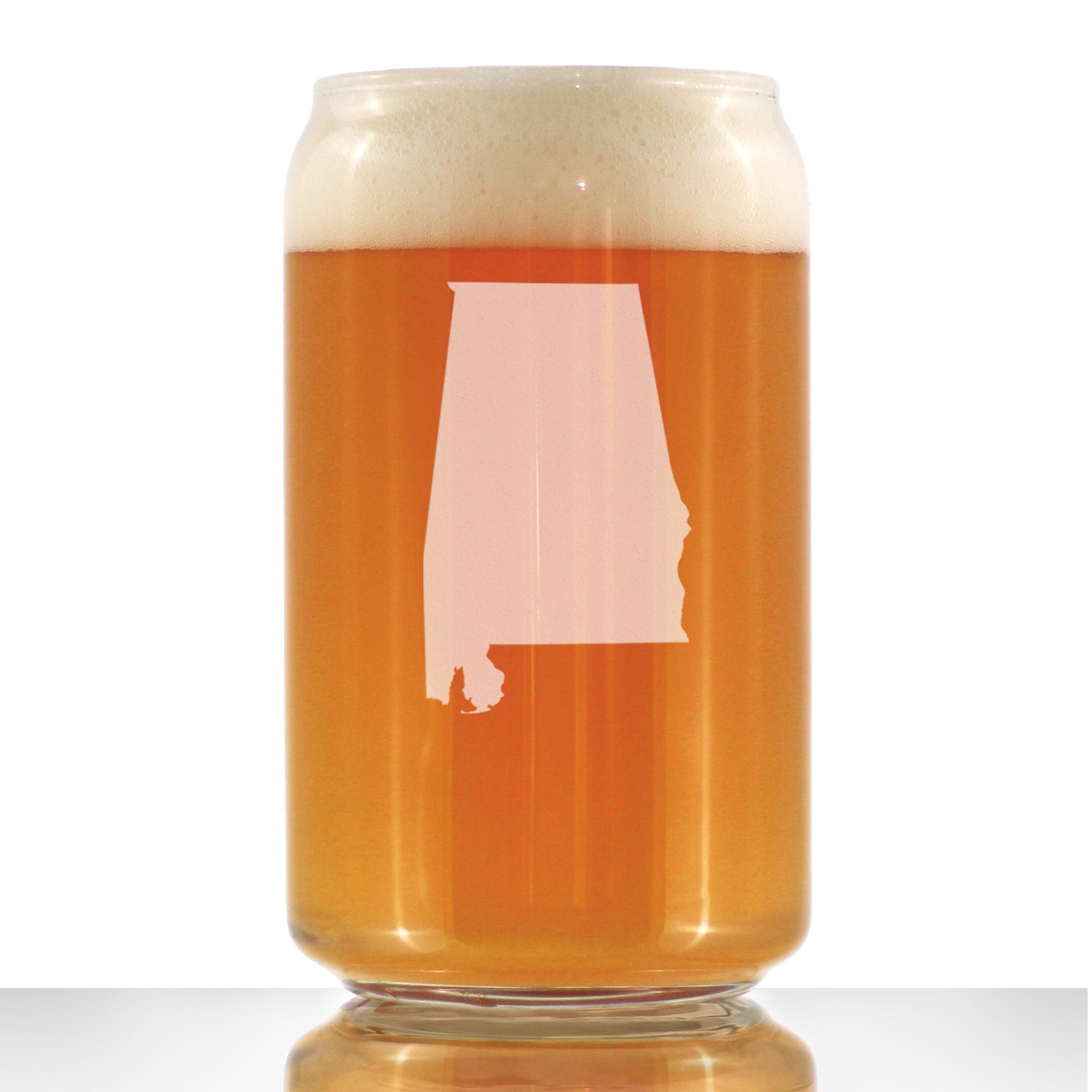 Alabama State Outline Beer Can Pint Glass - State Themed Drinking Decor and Gifts for Alabaman Women &amp;amp; Men - 16 Oz Glasses