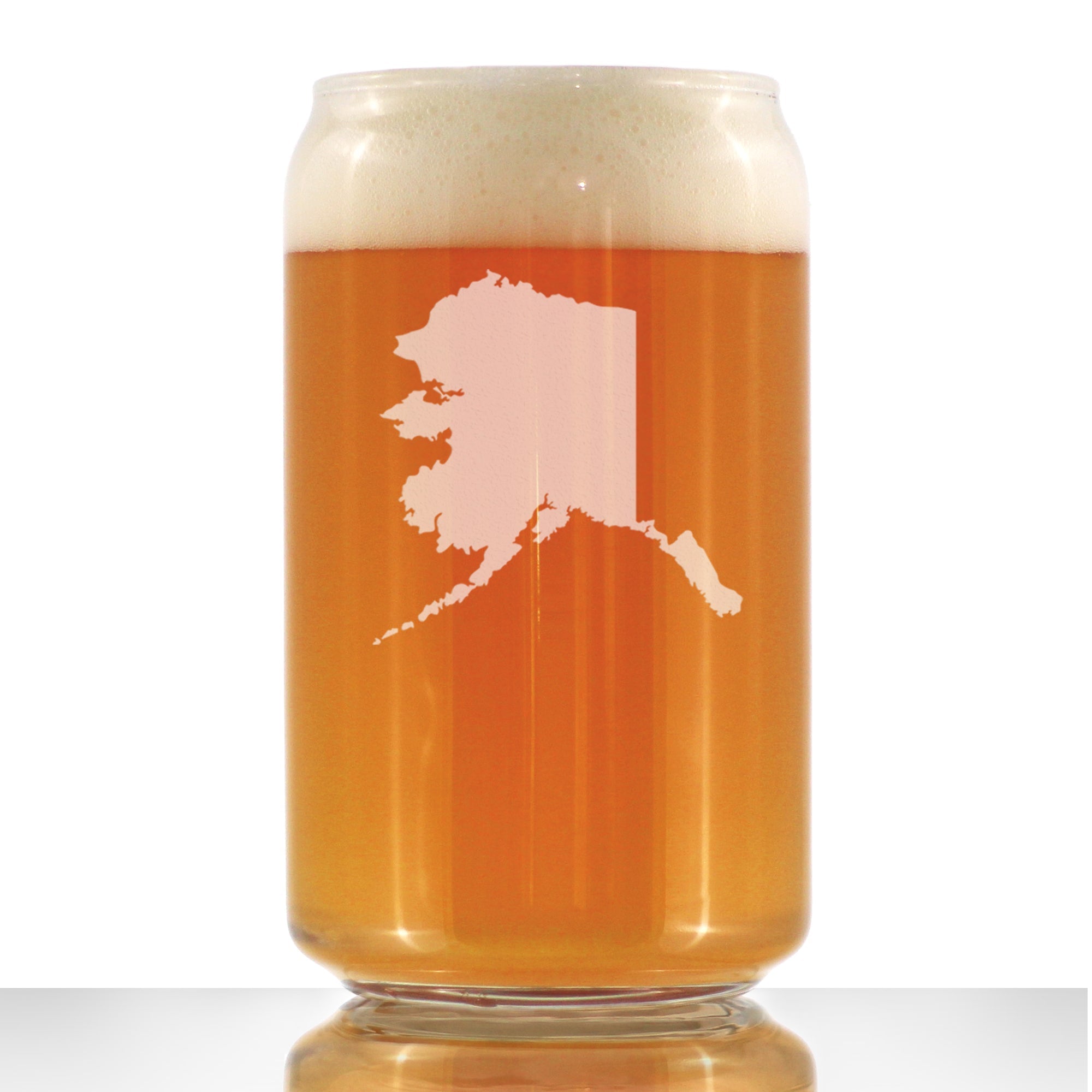 Alaska State Outline Beer Can Pint Glass - State Themed Drinking Decor and Gifts for Alaskan Women &amp;amp; Men - 16 Oz Glasses