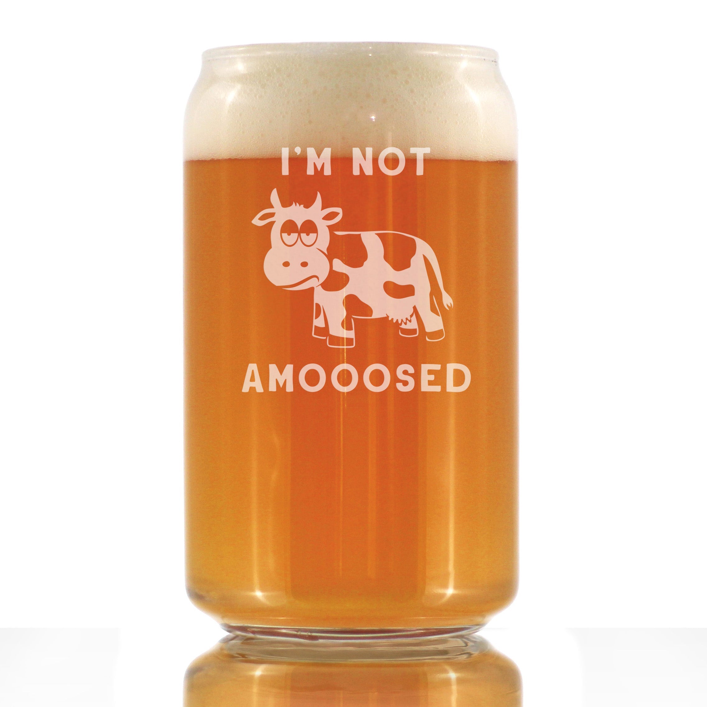 Not Amooosed - Beer Can Pint Glass for Beer - Funny Cow Gifts for Men &amp;amp; Women - Fun Cow Themed Decor