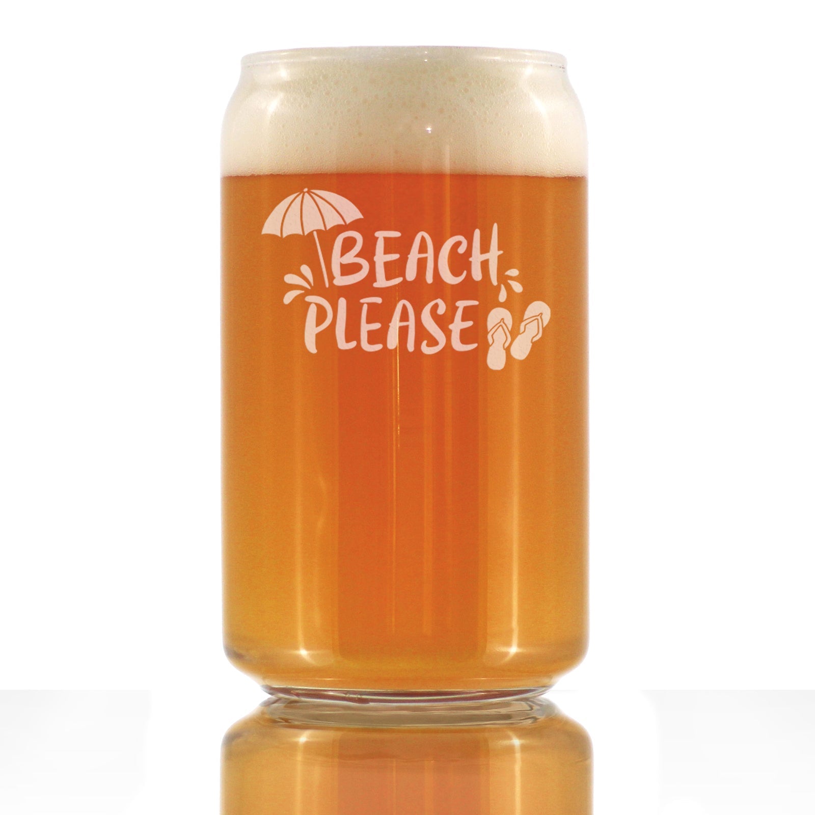 Beach Please - Cute Funny Gifts for Beach Bums - 16 Ounce Beer Can Pint Glass