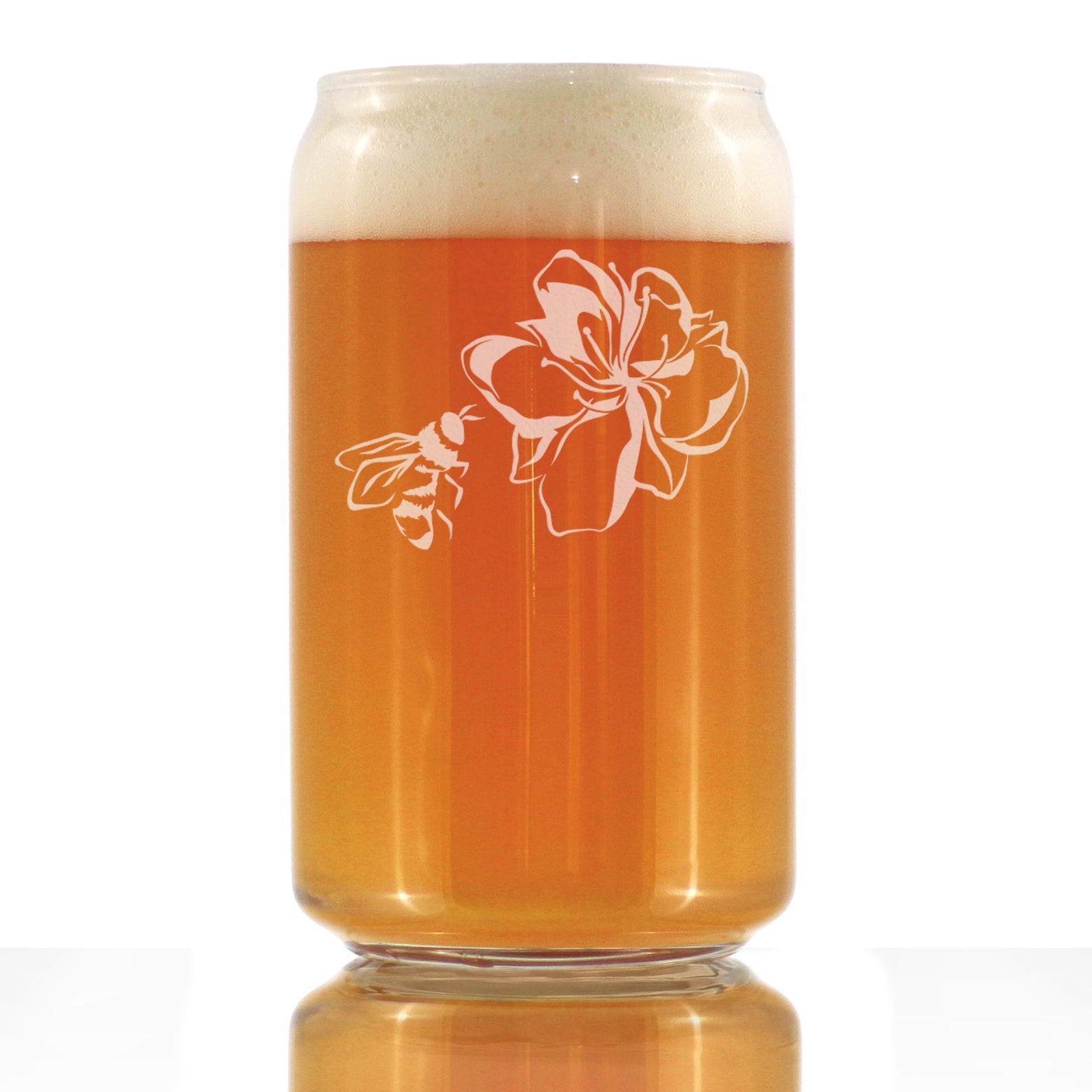 Bee Flower - Cute Gifts for Bumblebee &amp;amp; Nature Lovers - Beer Can Pint Glass - 16 oz