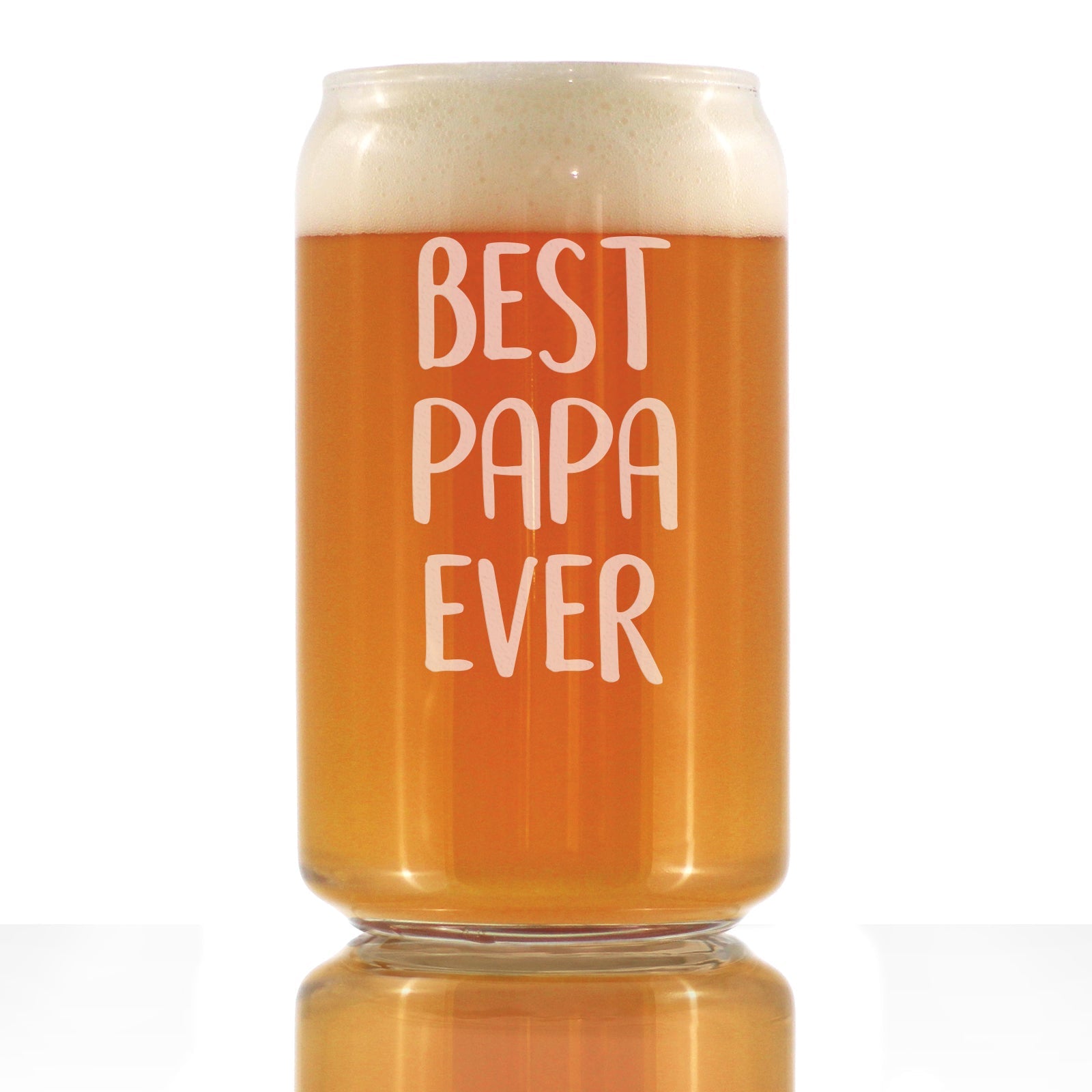 Best Papa Ever Beer Can Pint Glass - Etched Sayings, Cute Father&amp;#39;s Day Gift for Grandpa - 16 oz