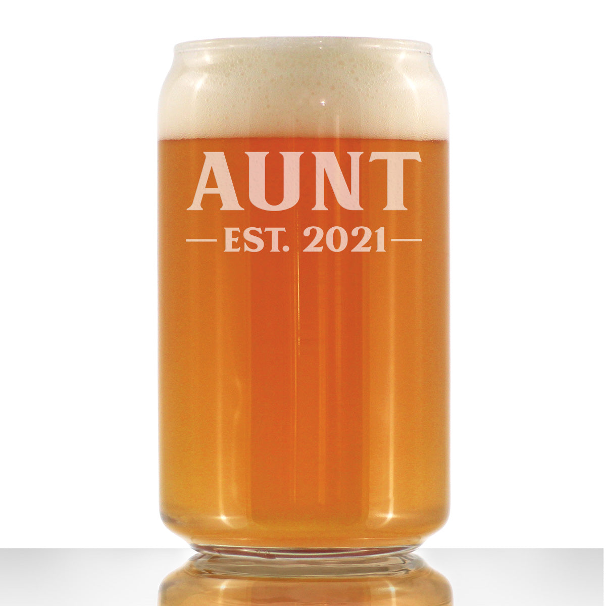 Aunt Est 2021 - New Aunties Beer Can Pint Glass Gift for First Time Aunts - Bold 16 Oz Glasses