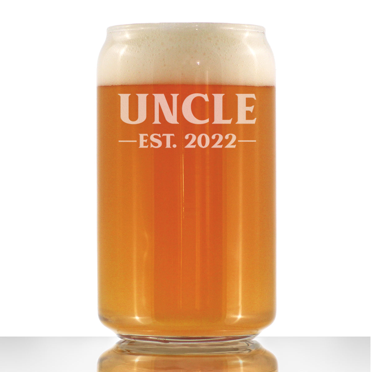 Uncle Est 2022 - Beer Can Pint Glass Gift for First Time Uncles - Bold 16 Oz Glasses