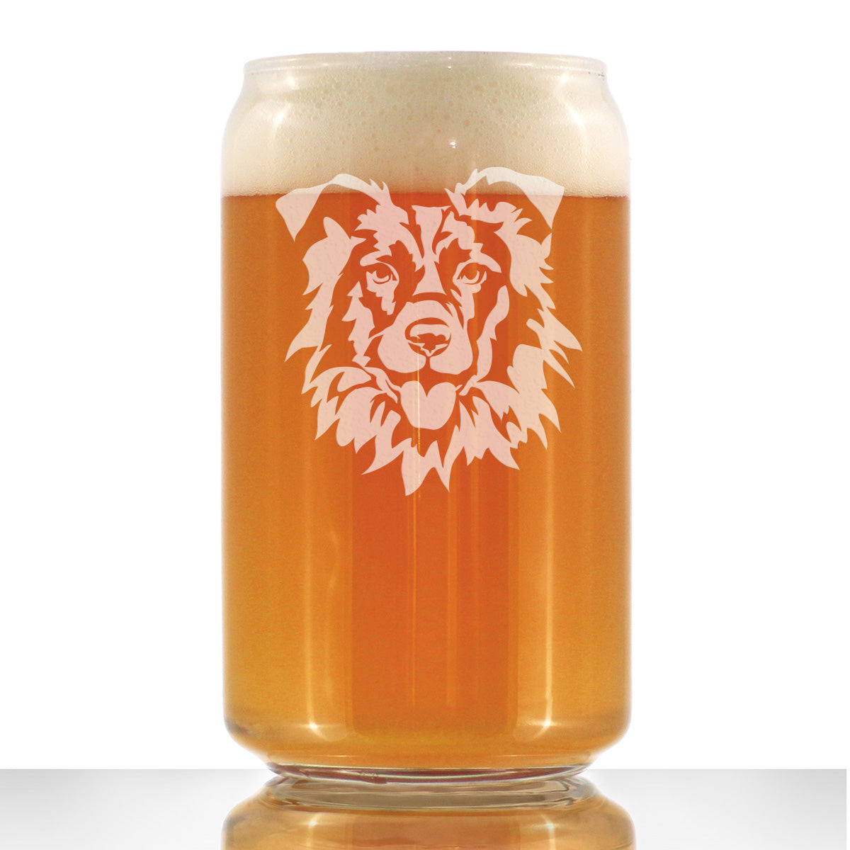 Border Collie Face Beer Can Pint Glass - Unique Dog Themed Decor and Gifts for Moms &amp;amp; Dads of Border Collies - 16 Oz