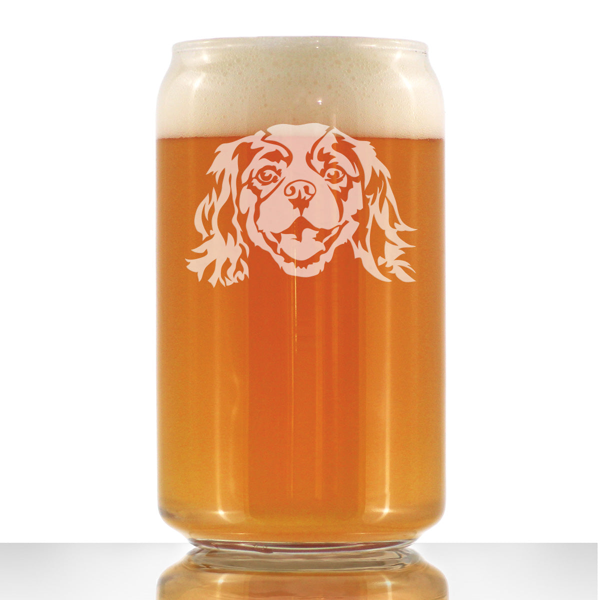 Cavalier King Charles Spaniel Face Beer Can Pint Glass - Unique Dog Themed Decor and Gifts for Moms &amp;amp; Dads of Cavaliers - 16 Oz
