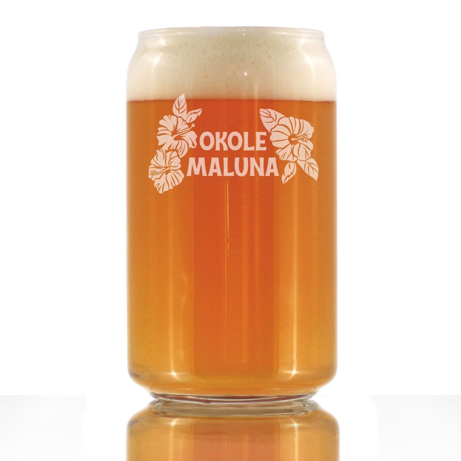 Okole Maluna Engraved 16 Oz Beer Can Shaped Pint Glass, Hawaiian Cheers, Unique Party Cup for Men &amp;amp; Women Who Love Hawaii