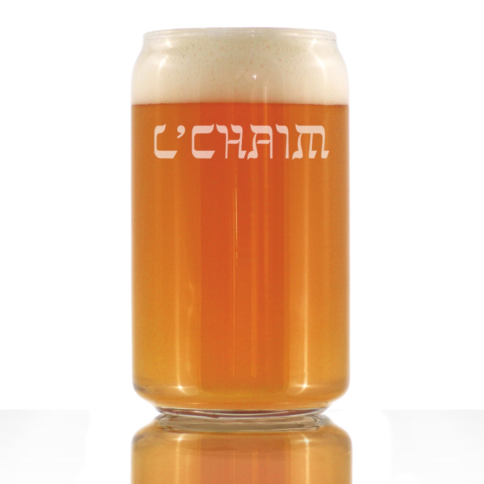 L&amp;#39;Chaim - Hebrew Cheers Beer Can Pint Glass - Fun Jewish Gifts or Party Decor for Women &amp;amp; Men - 16 Oz Glasses
