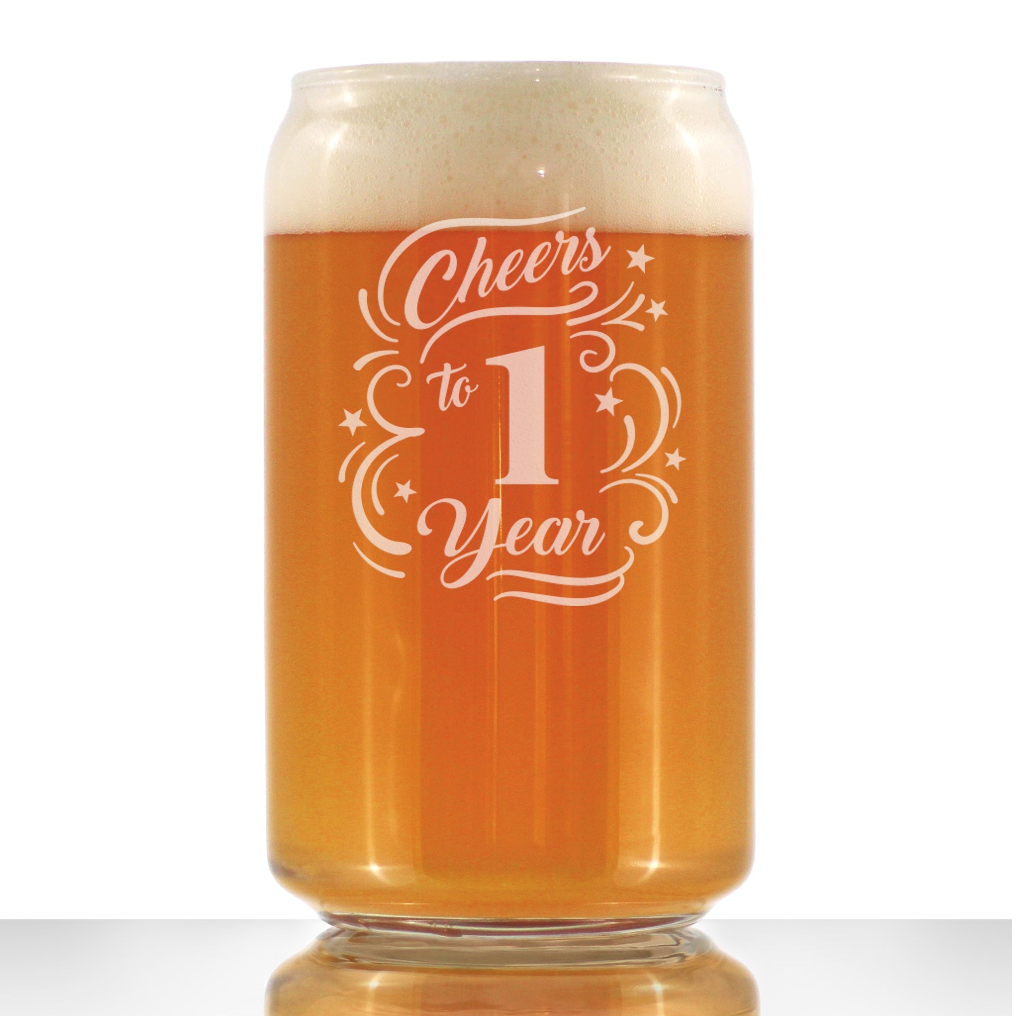 Cheers to 1 Year - Beer Can Pint Glass Gifts for Women &amp;amp; Men - 1st Anniversary Party Decor - 16 Oz Glasses