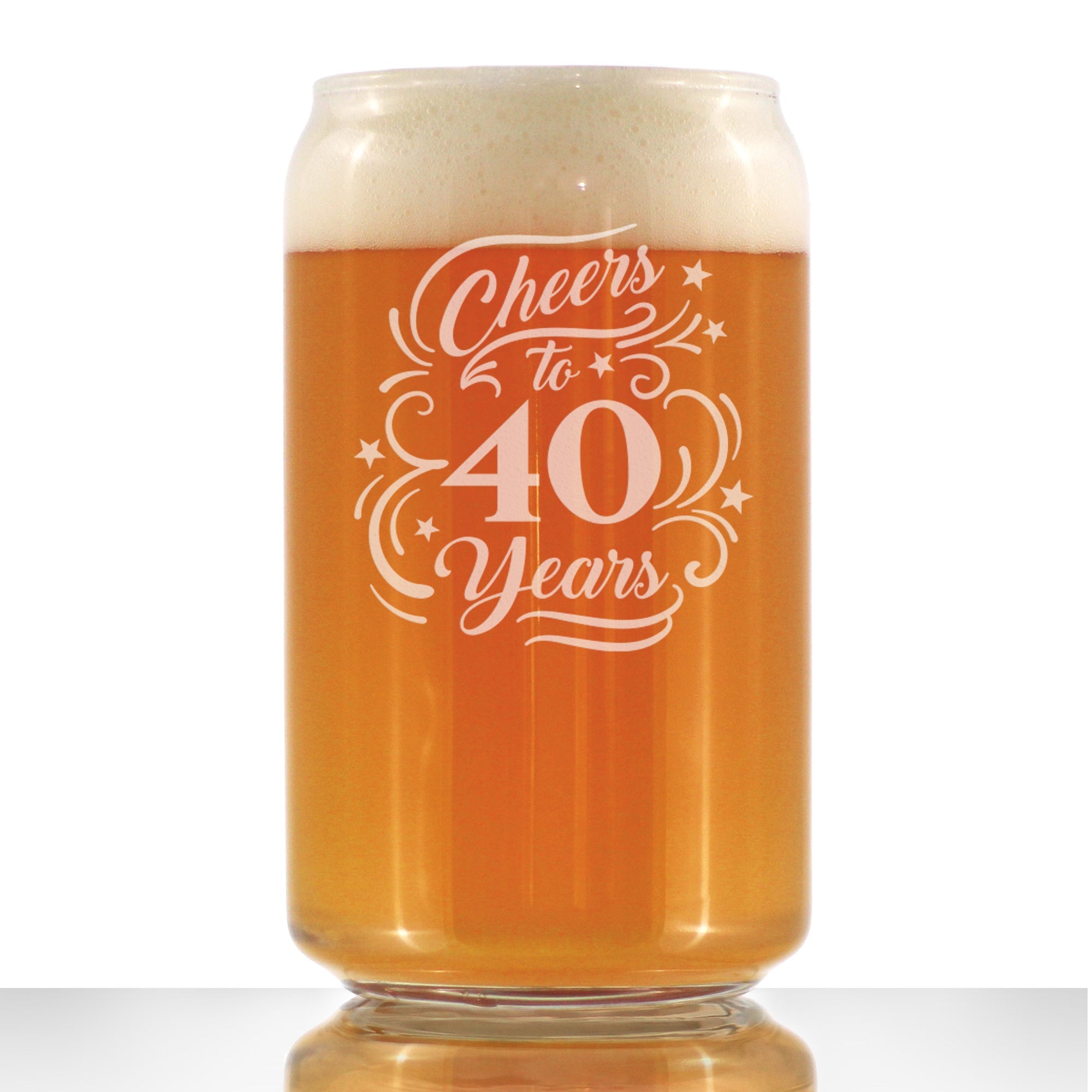 Cheers to 40 Years - Beer Can Pint Glass Gifts for Women &amp;amp; Men - 40th Anniversary Party Decor - 16 Oz Glasses