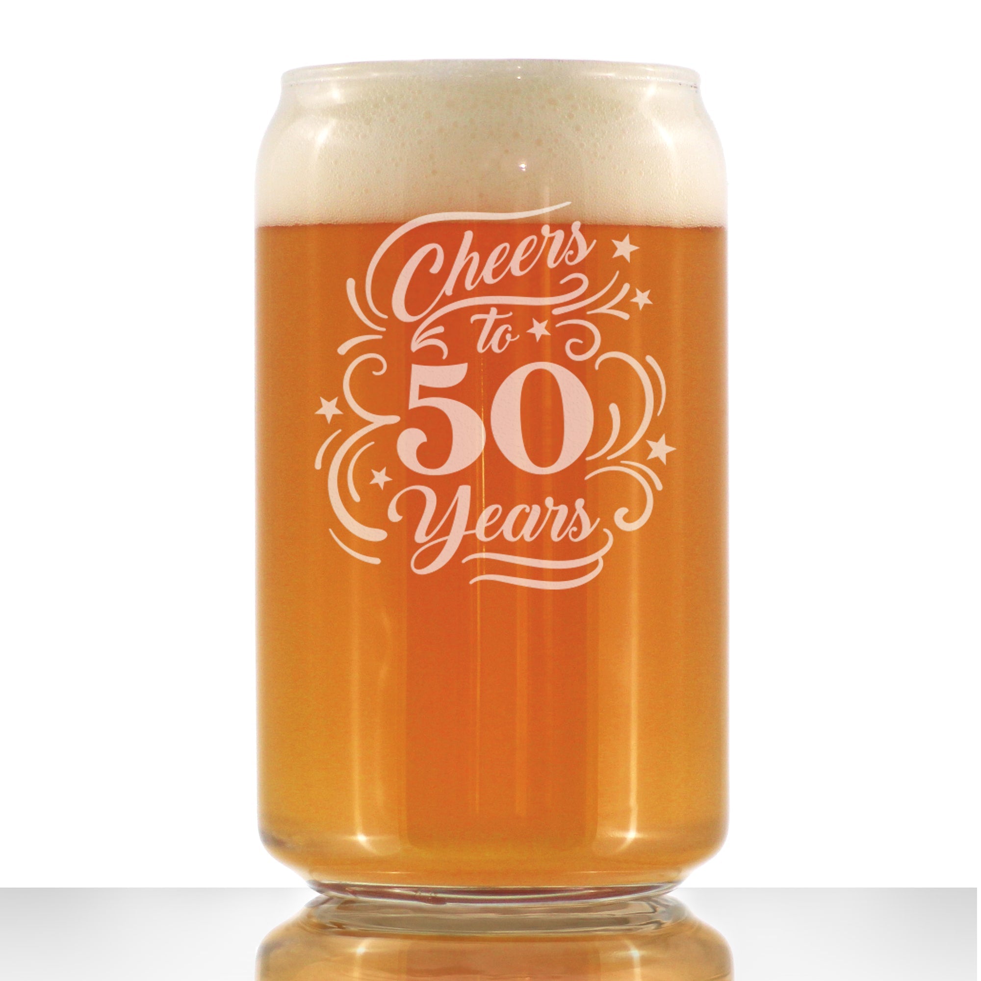 Cheers to 50 Years - Beer Can Pint Glass Gifts for Women &amp;amp; Men - 50th Anniversary Party Decor - 16 Oz Glasses
