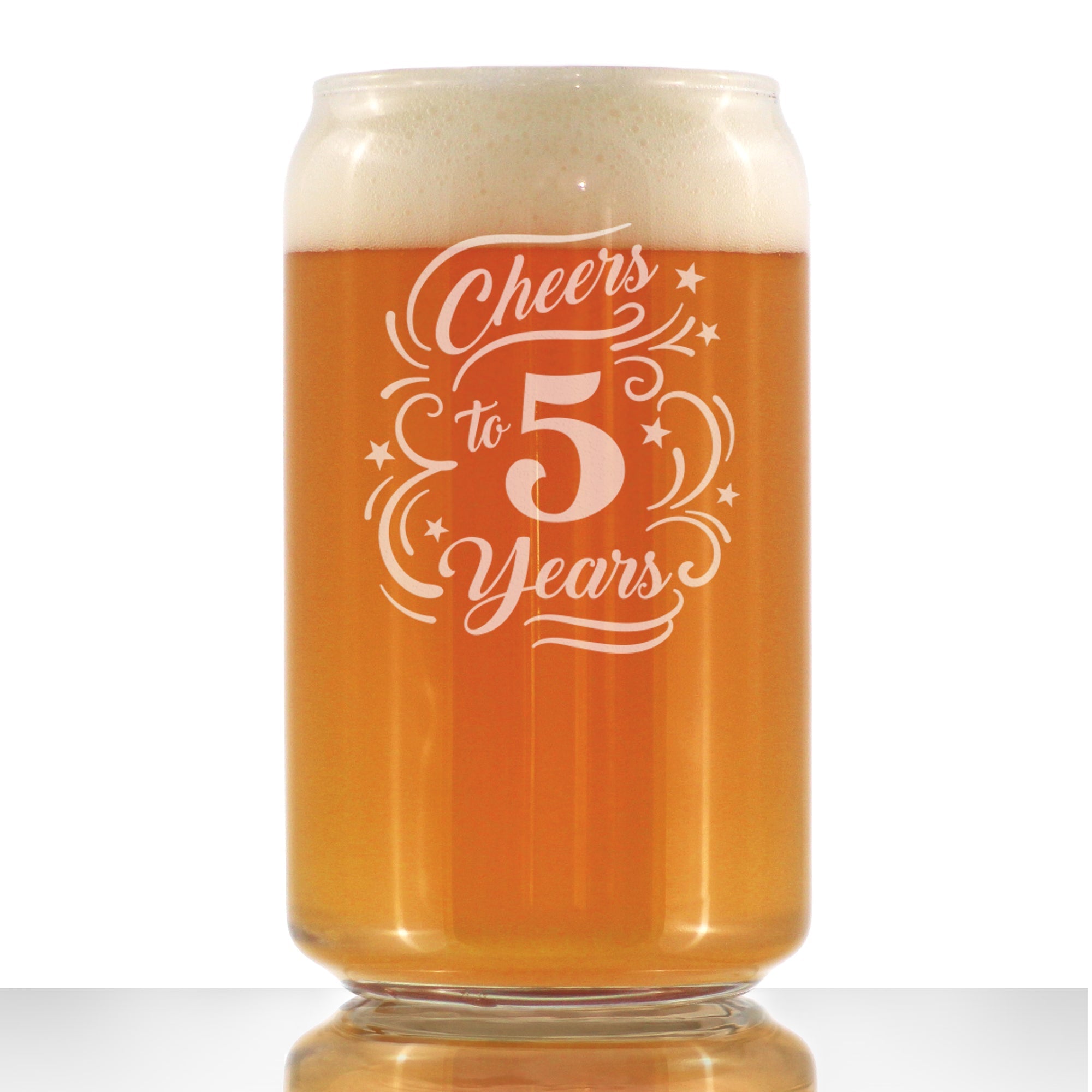 Cheers to 5 Years - Beer Can Pint Glass Gifts for Women &amp;amp; Men - 5th Anniversary Party Decor - 16 Oz Glasses