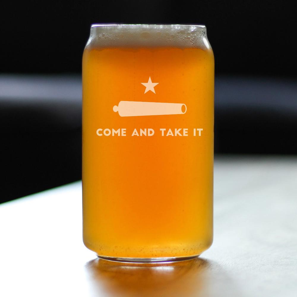 Come and Take It Texas Flag Beer Can Pint Glass Gift for Beer Drinking Men &amp; Women - 16 oz - Barware Gifts for Texans