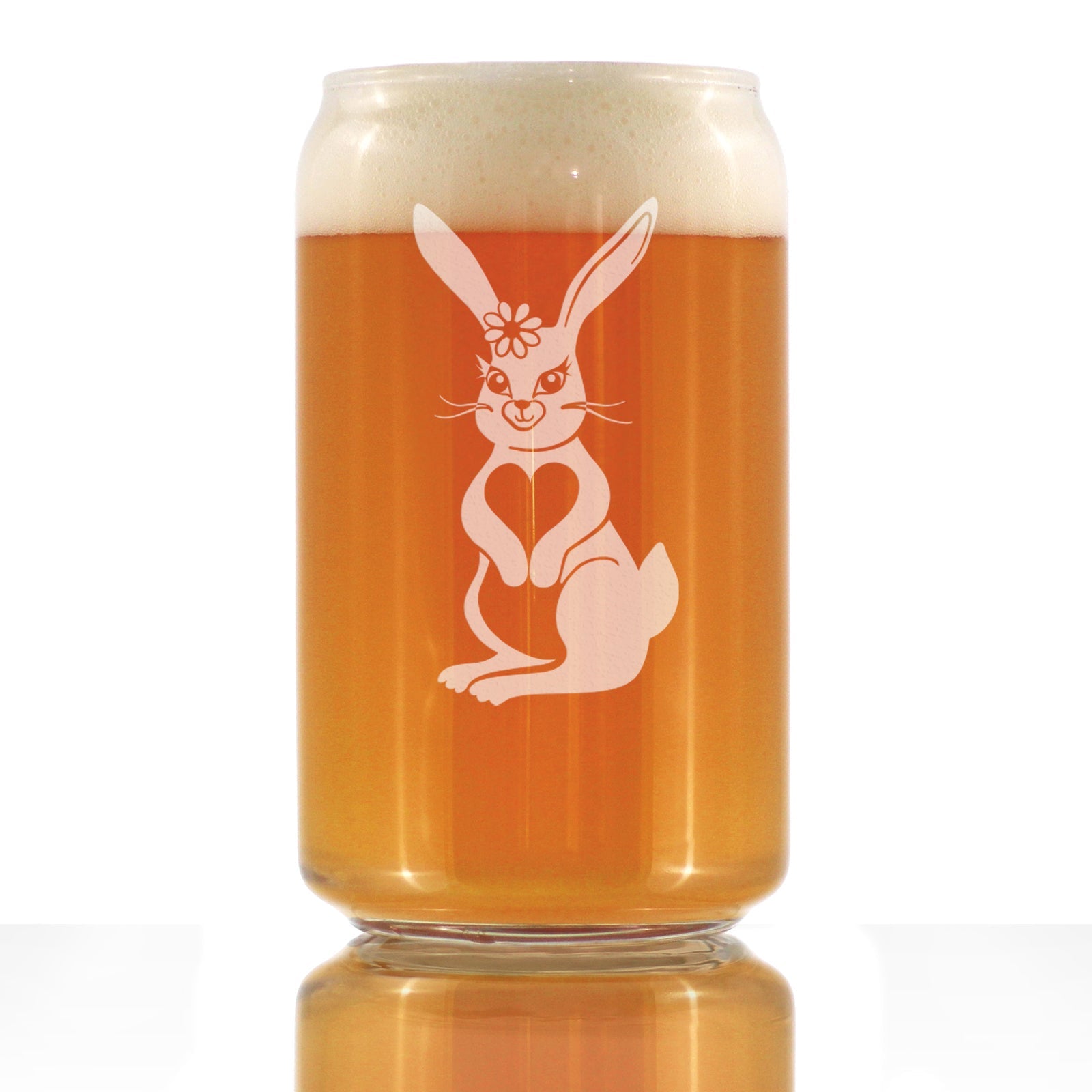 Cute Bunny Rabbit - Beer Can Pint Glass - Hand Engraved Gifts for Men &amp;amp; Women That Love Bunnies