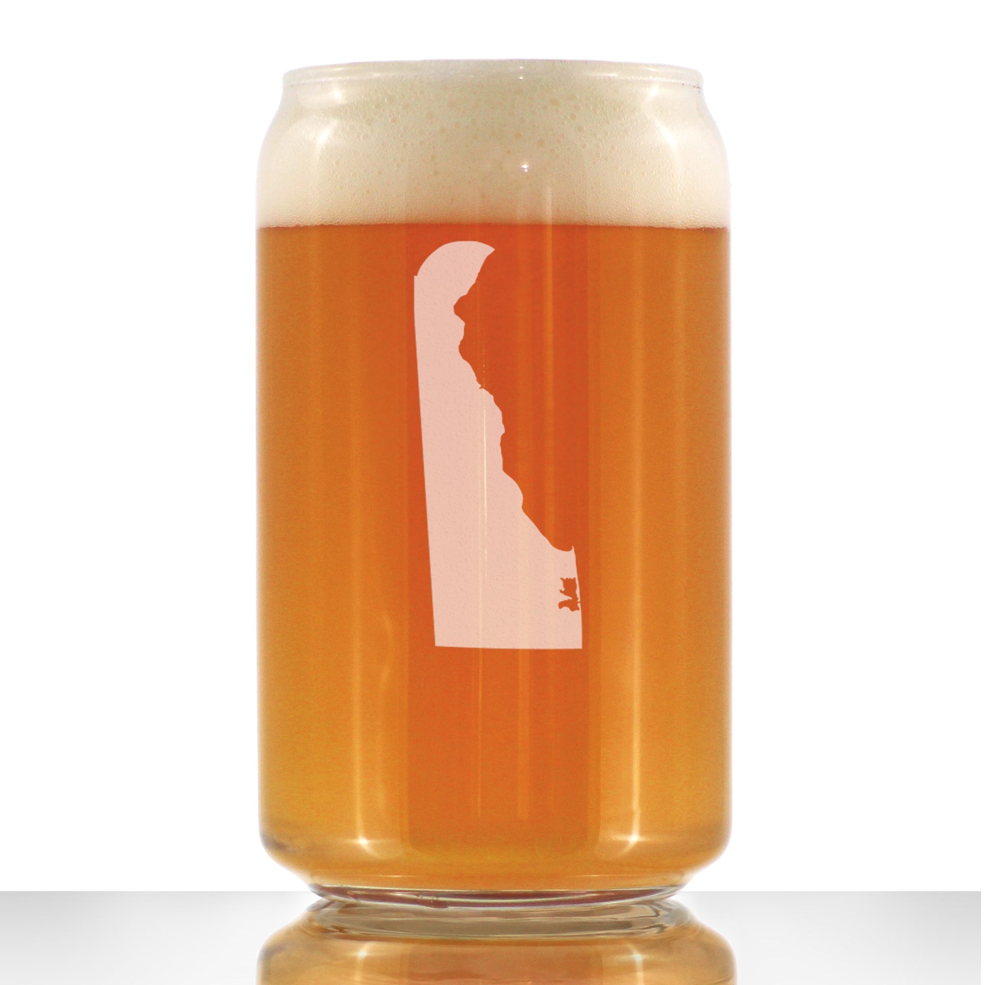 Delaware State Outline Beer Can Pint Glass - State Themed Drinking Decor and Gifts for Delawarean Women &amp;amp; Men - 16 Oz Glasses